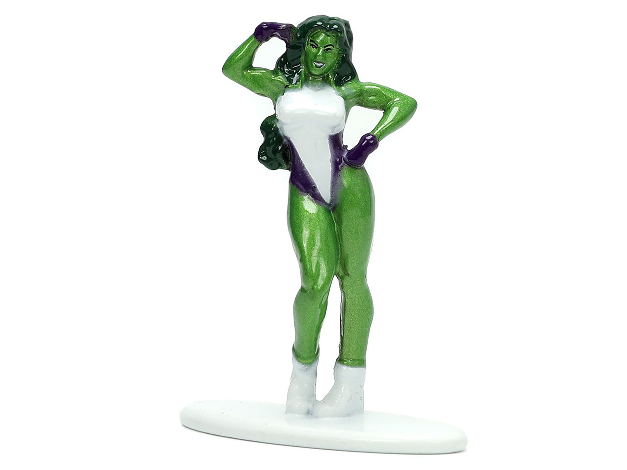 1973 Plymouth Barracuda Green Metallic and White and She-Hulk Diecast Figure “The Savage She-Hulk” “Hollywood Rides” Series 1/32 Diecast Model Car by Jada