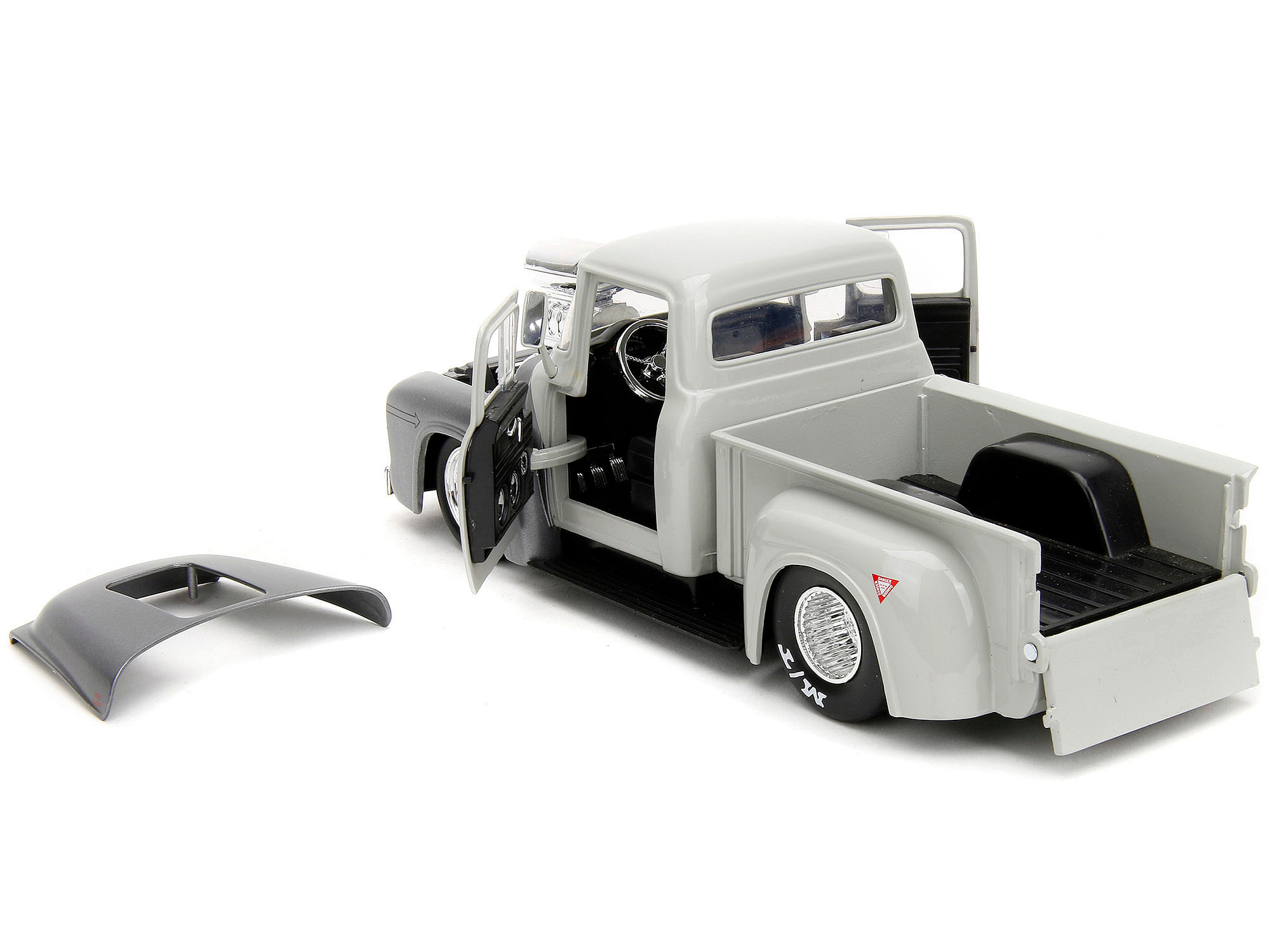 1956 Ford F-100 Pickup Truck Tan and Gray Metallic and Guile Diecast Figure “Street Fighter” Video Game “Anime Hollywood Rides” Series 1/24 Diecast Model Car by Jada