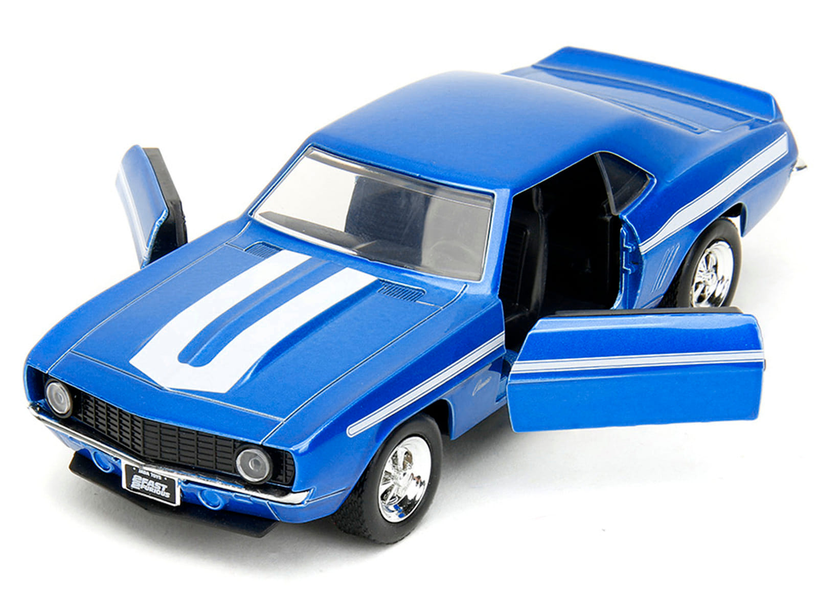 1969 Chevrolet Camaro Blue Metallic with White Stripes "2 Fast 2 Furious" (2003) Movie "Fast & Furious" Series 1/32 Diecast Model Car by Jada - Image 2