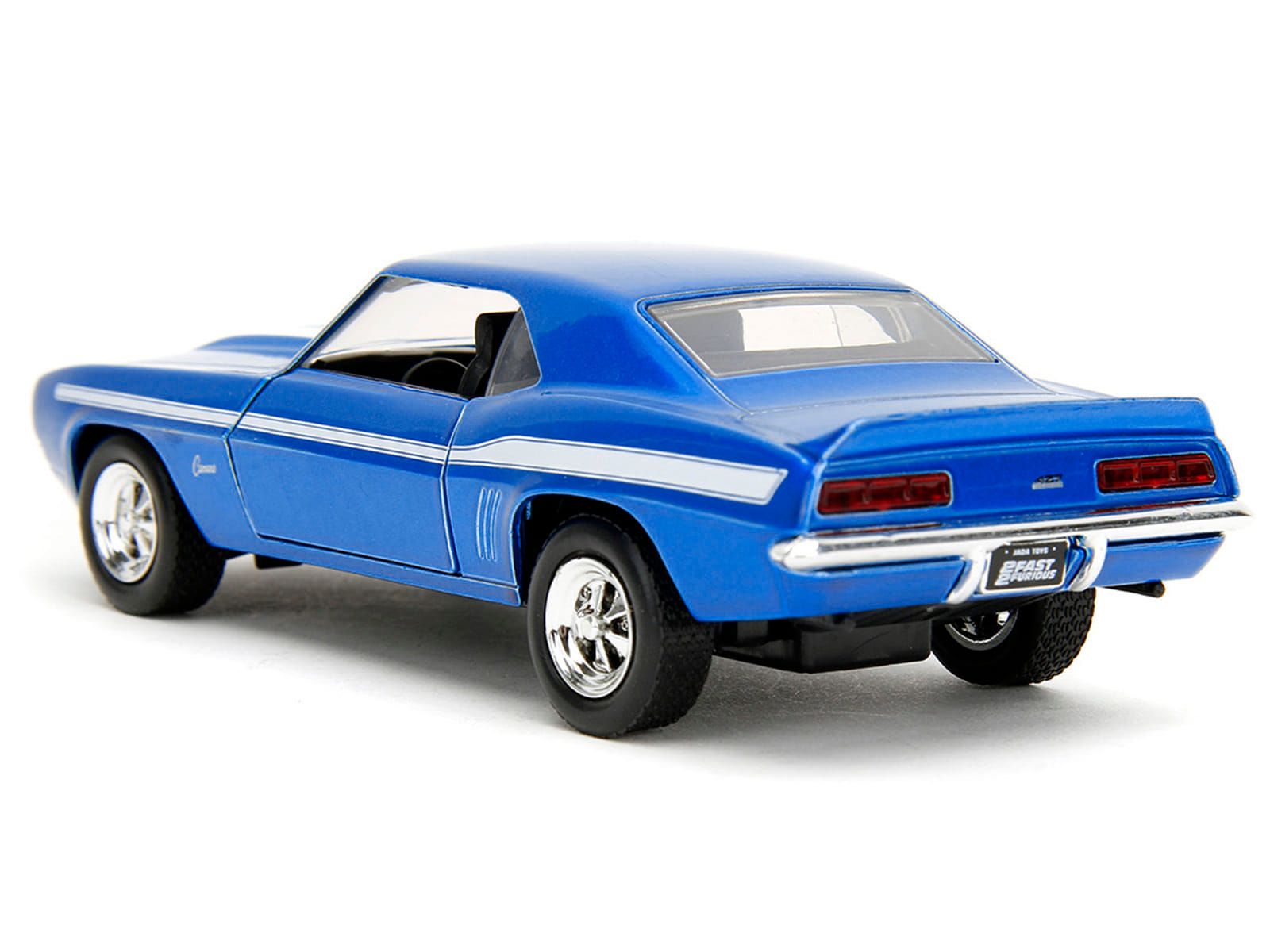 1969 Chevrolet Camaro Blue Metallic with White Stripes "2 Fast 2 Furious" (2003) Movie "Fast & Furious" Series 1/32 Diecast Model Car by Jada - Image 5