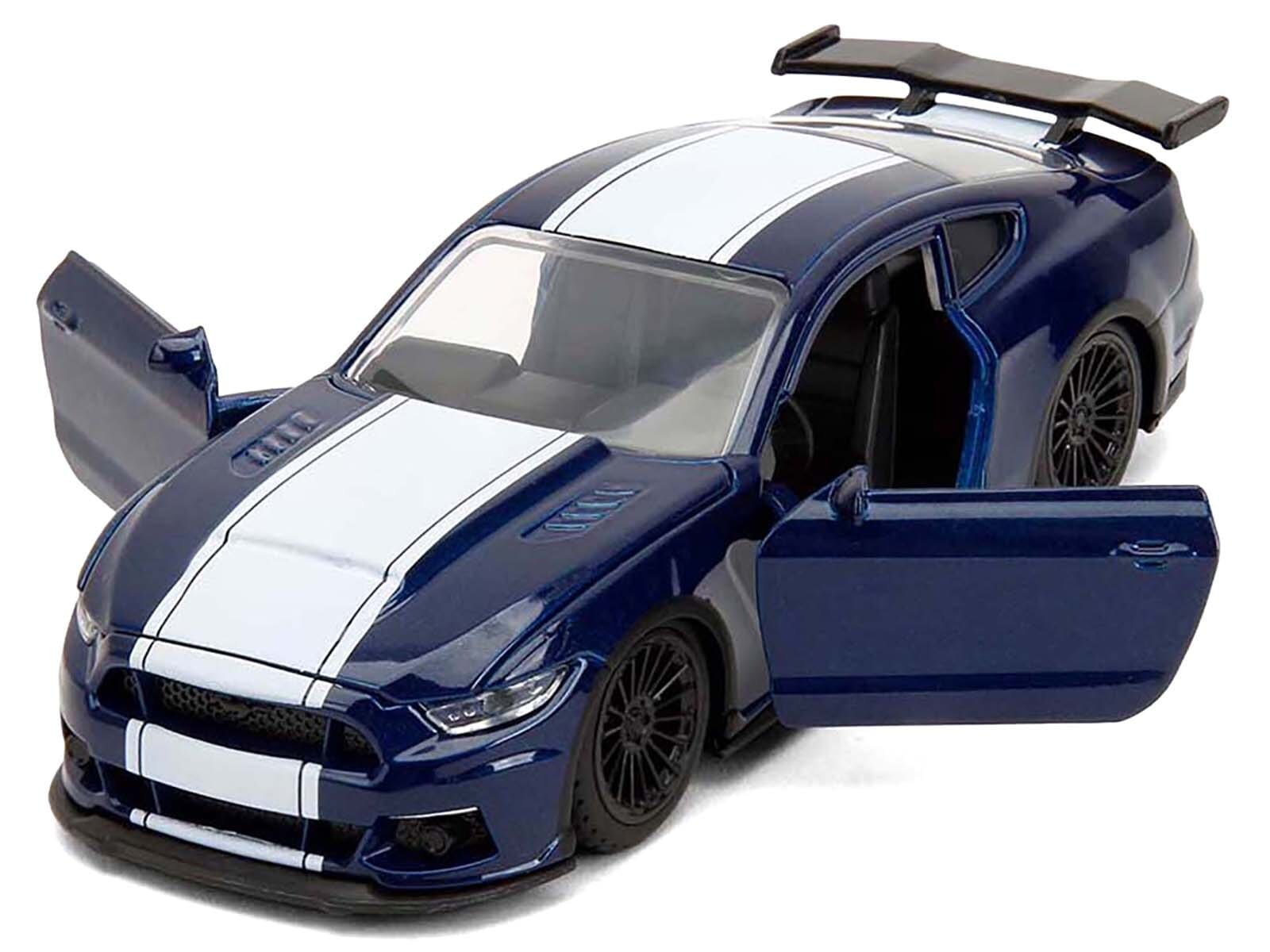 2016 Ford Mustang GT Dark Blue Metallic with White Stripe "F9" (2021) Movie "Fast & Furious" Series 1/32 Diecast Model Car by Jada - Image 2
