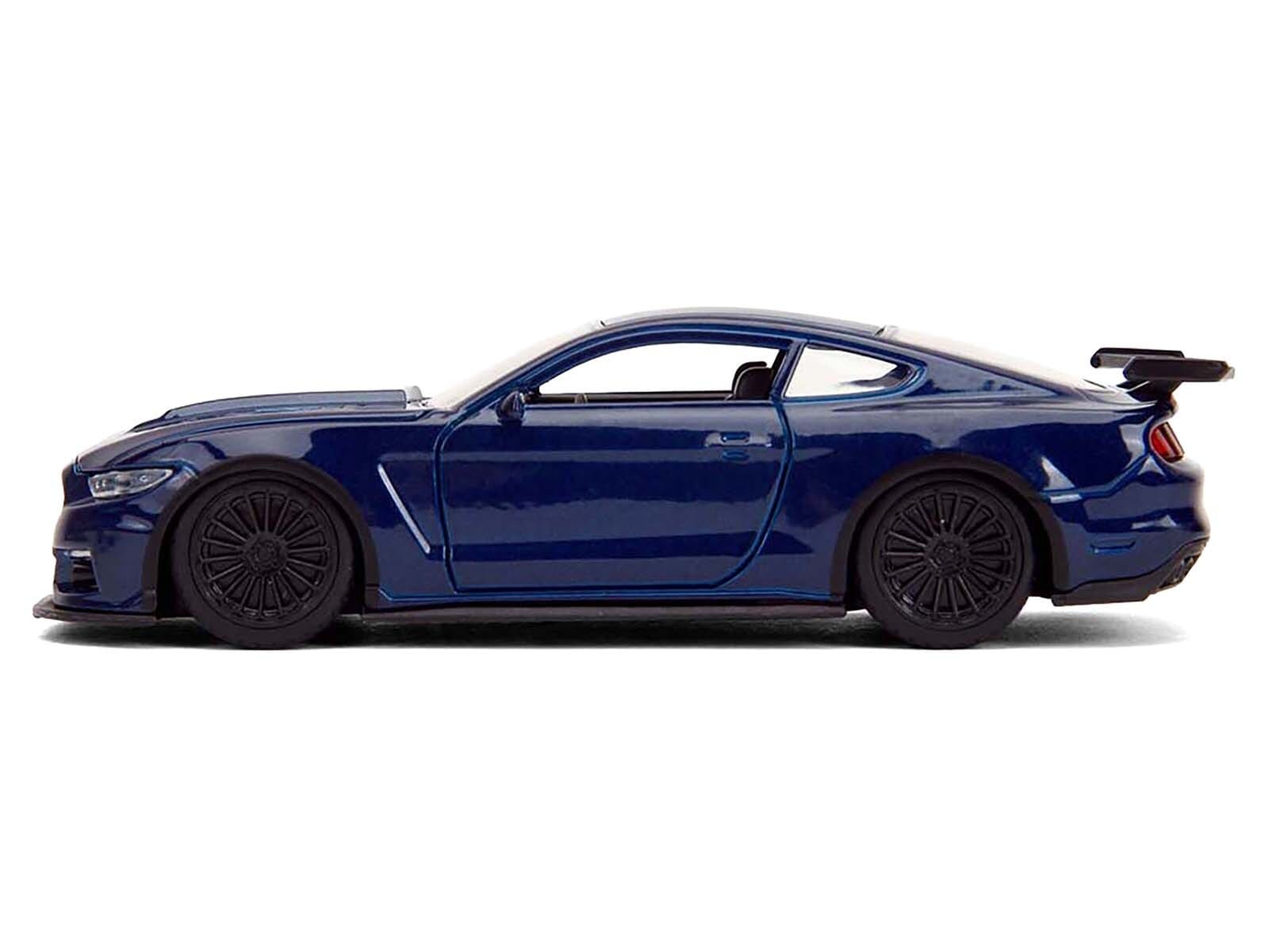 2016 Ford Mustang GT Dark Blue Metallic with White Stripe "F9" (2021) Movie "Fast & Furious" Series 1/32 Diecast Model Car by Jada - Image 3