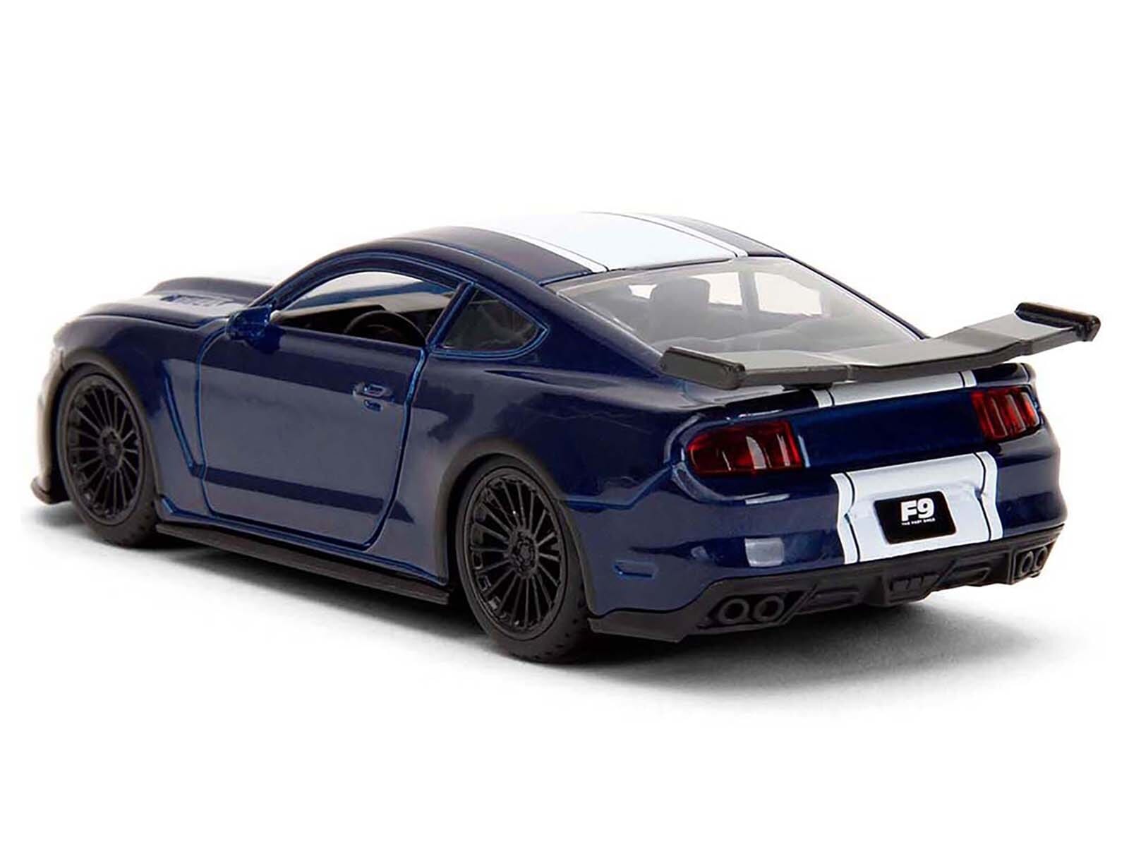 2016 Ford Mustang GT Dark Blue Metallic with White Stripe "F9" (2021) Movie "Fast & Furious" Series 1/32 Diecast Model Car by Jada - Image 5