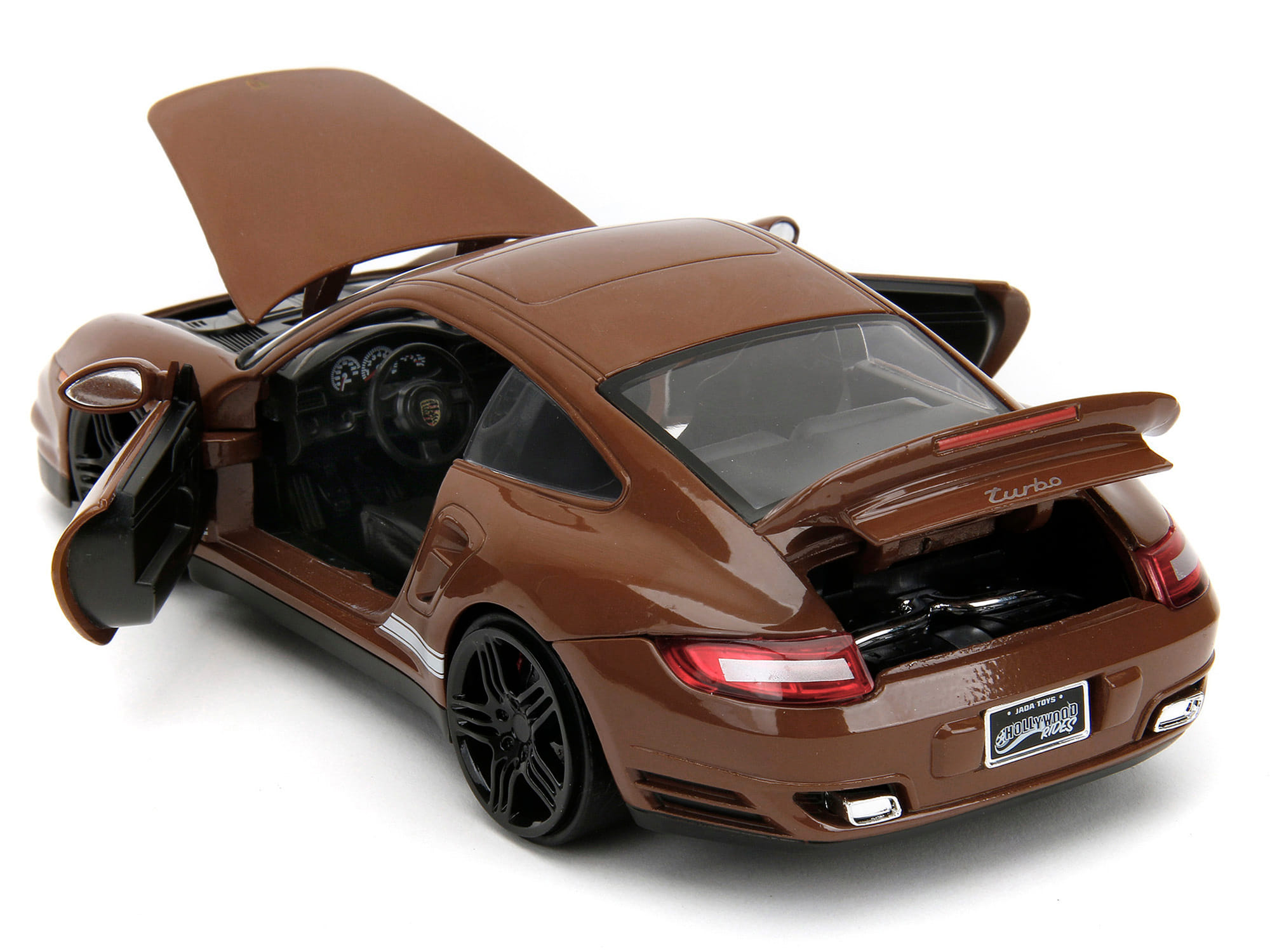Porsche 911 Turbo Brown and Brown M&M Diecast Figure "M&M's" "Hollywood Rides" Series 1/24 Diecast Model Car by Jada - Image 4