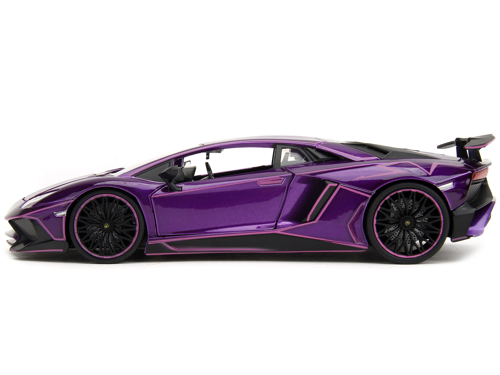 Lamborghini Aventador SV Candy Purple with Pink Graphics “Pink Slips” Series 1/24 Diecast Model Car by Jada