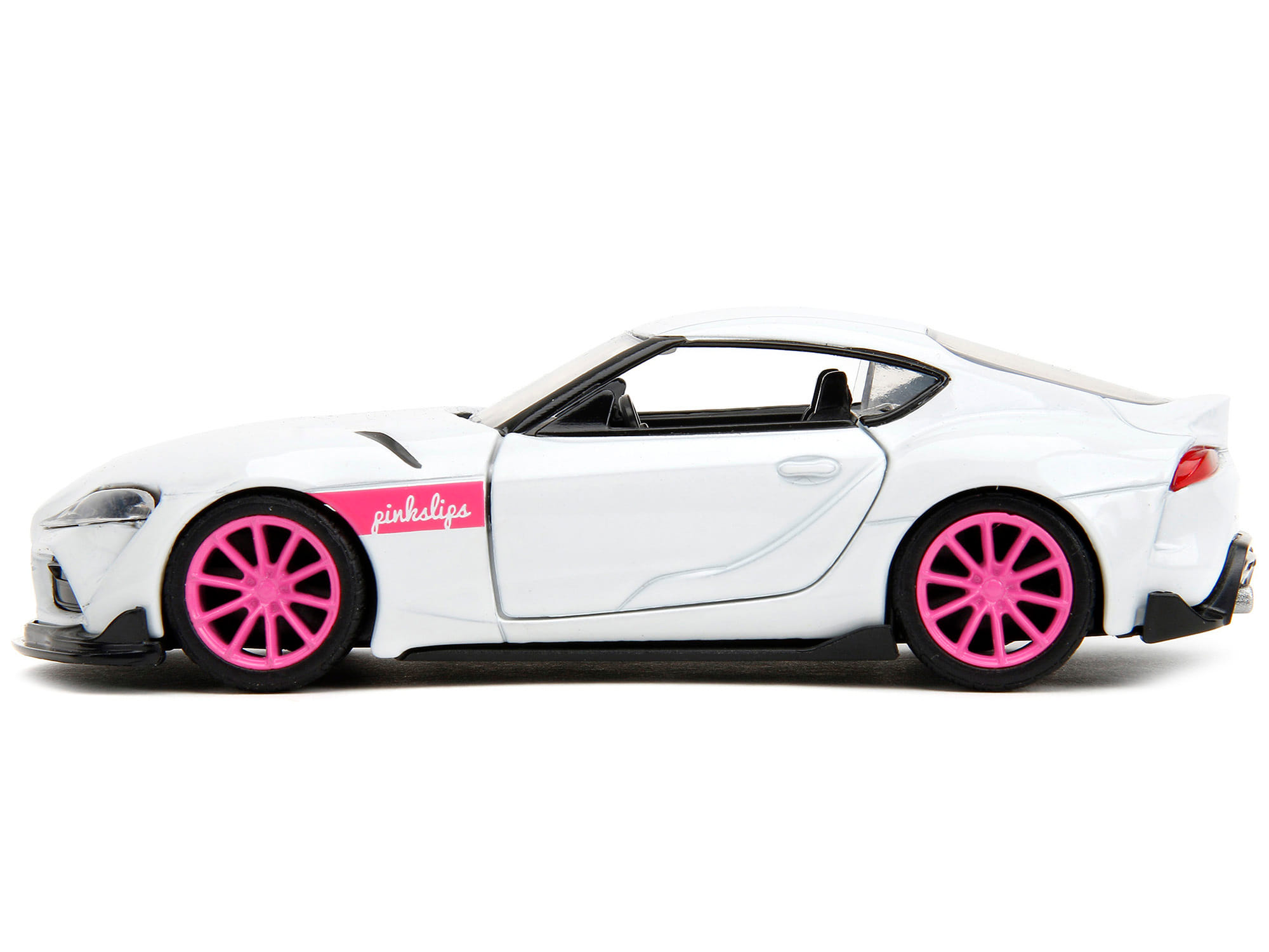 2020 Toyota Supra White Metallic with Pink Wheels "Pink Slips" Series 1/32 Diecast Model Car by Jada - Image 2