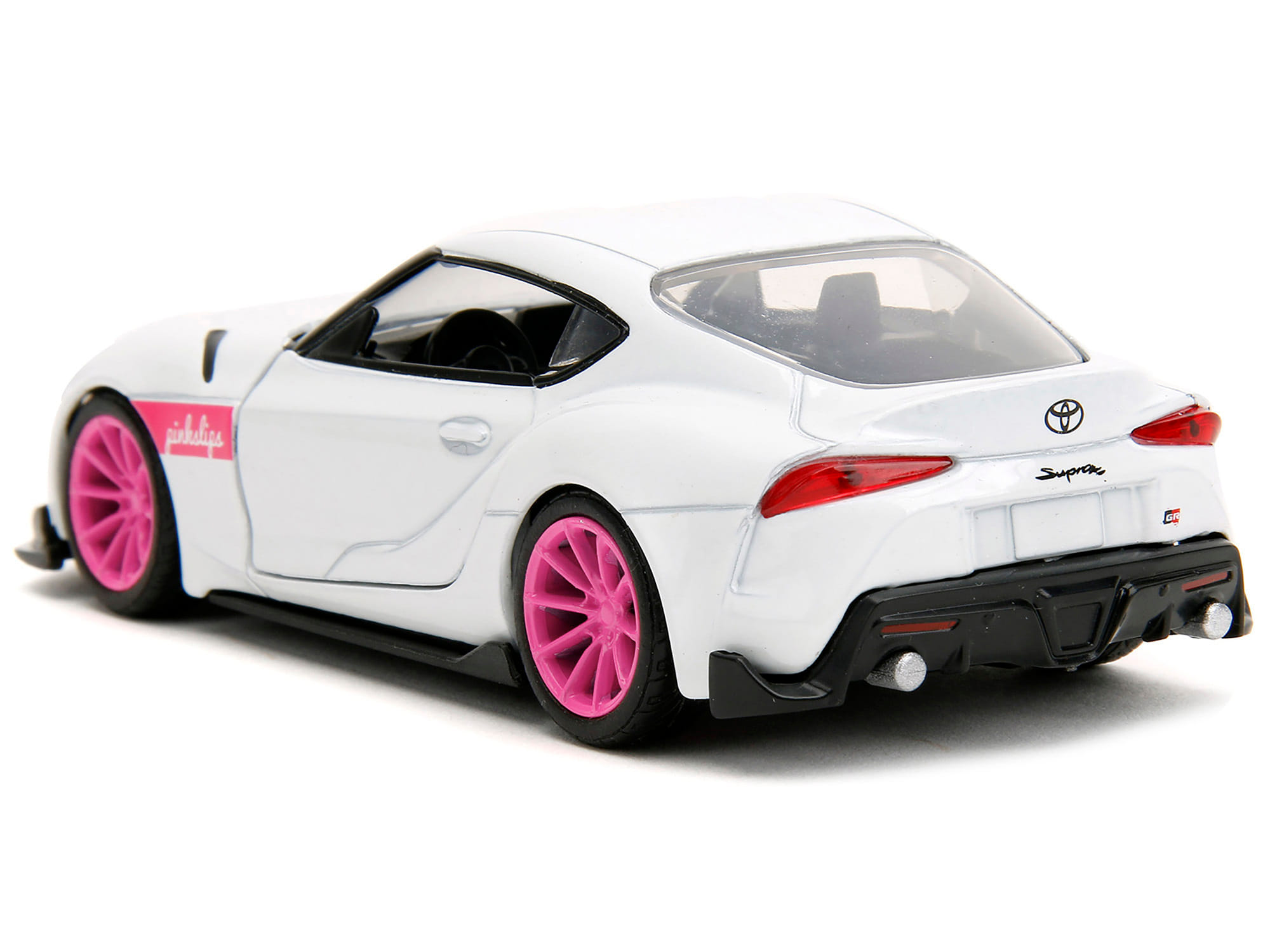 2020 Toyota Supra White Metallic with Pink Wheels "Pink Slips" Series 1/32 Diecast Model Car by Jada - Image 3