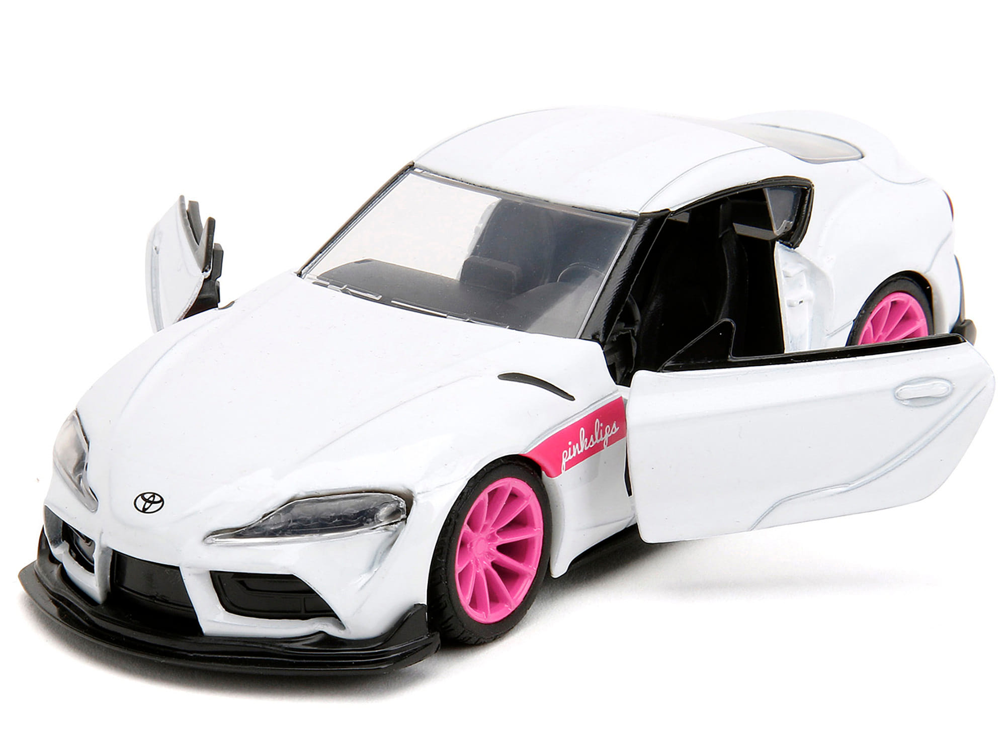 2020 Toyota Supra White Metallic with Pink Wheels "Pink Slips" Series 1/32 Diecast Model Car by Jada - Image 4