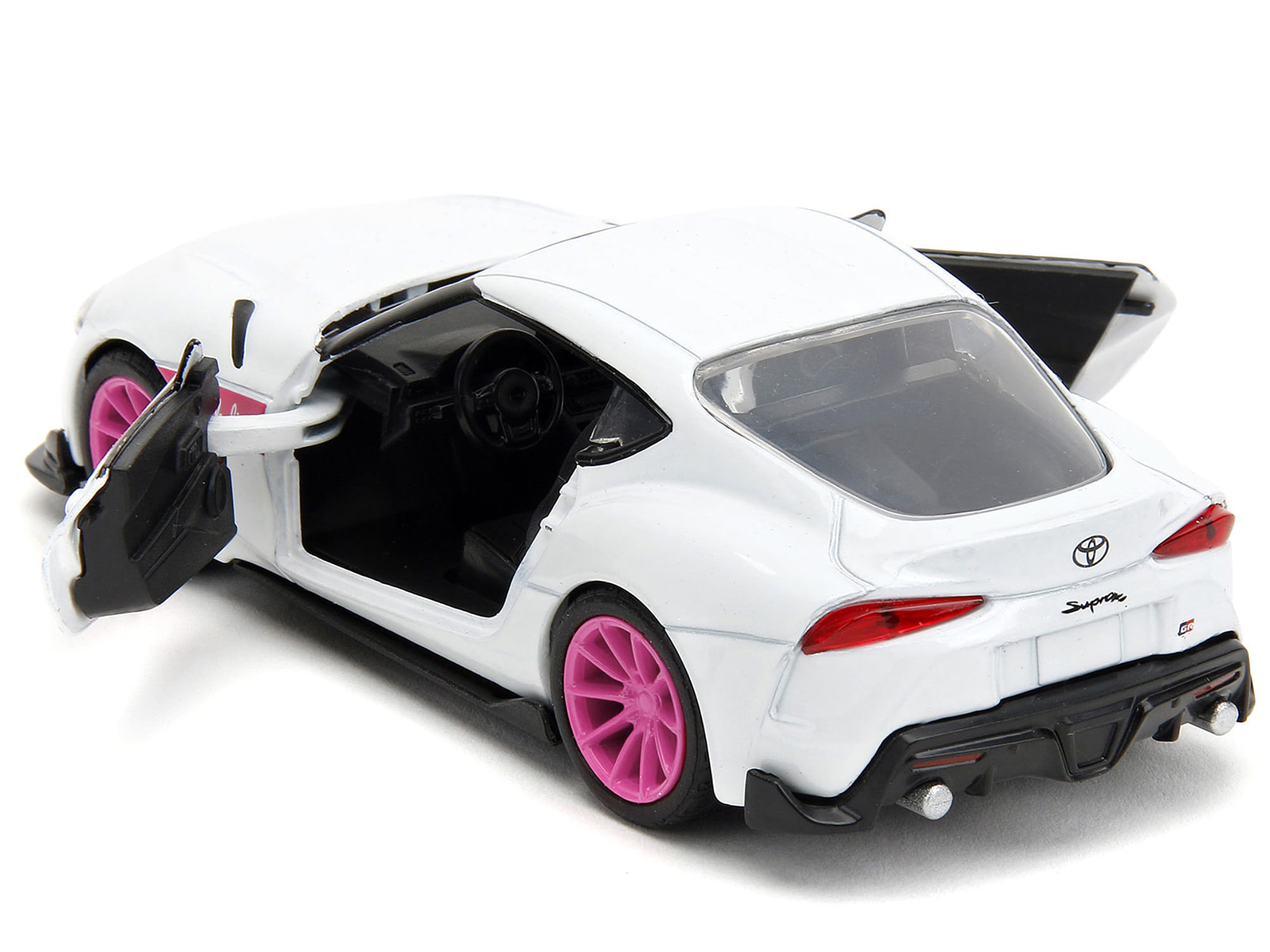 2020 Toyota Supra White Metallic with Pink Wheels "Pink Slips" Series 1/32 Diecast Model Car by Jada - Image 5