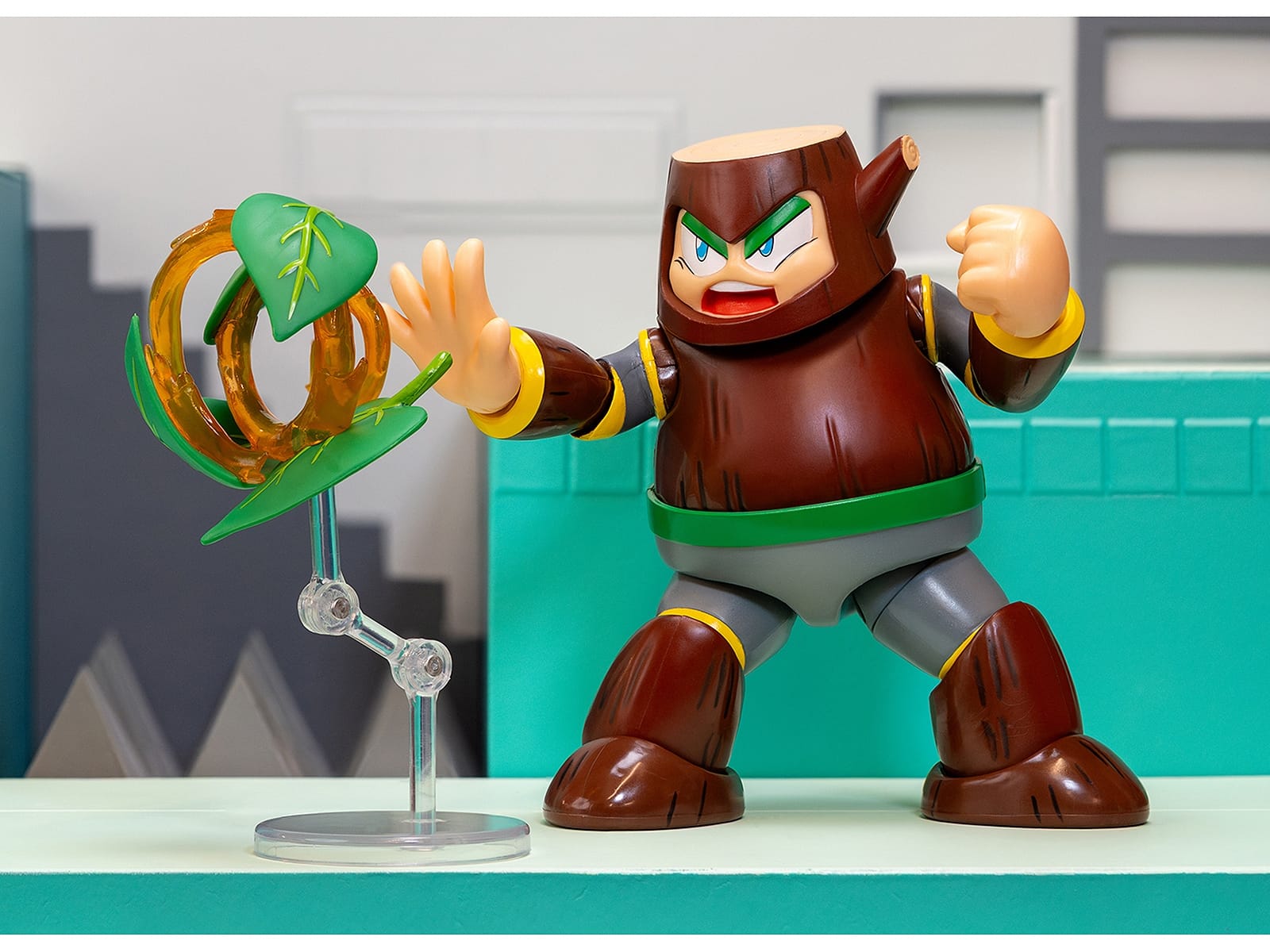 Wood Man 5" Moveable Figure (Deluxe Version) with Accessories and Alternate Head and Hands "Mega Man" (1987) Video Game Model by Jada - Image 3
