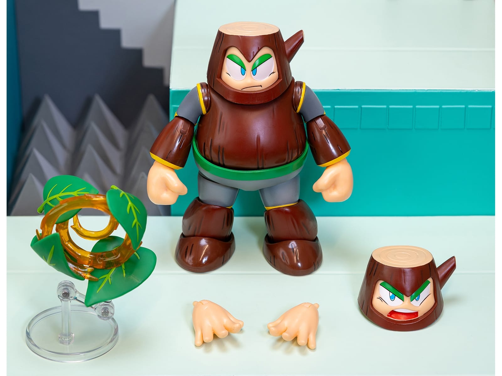 Wood Man 5" Moveable Figure (Deluxe Version) with Accessories and Alternate Head and Hands "Mega Man" (1987) Video Game Model by Jada - Image 5