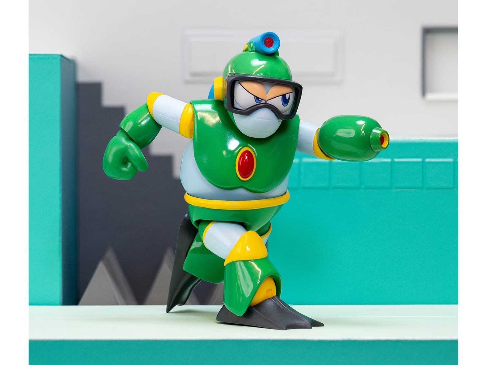 Bubble Man 5" Moveable Figure (Deluxe Version) with Accessories and Alternate Head and Hands "Mega Man" (1987) Video Game Model by Jada - Image 2