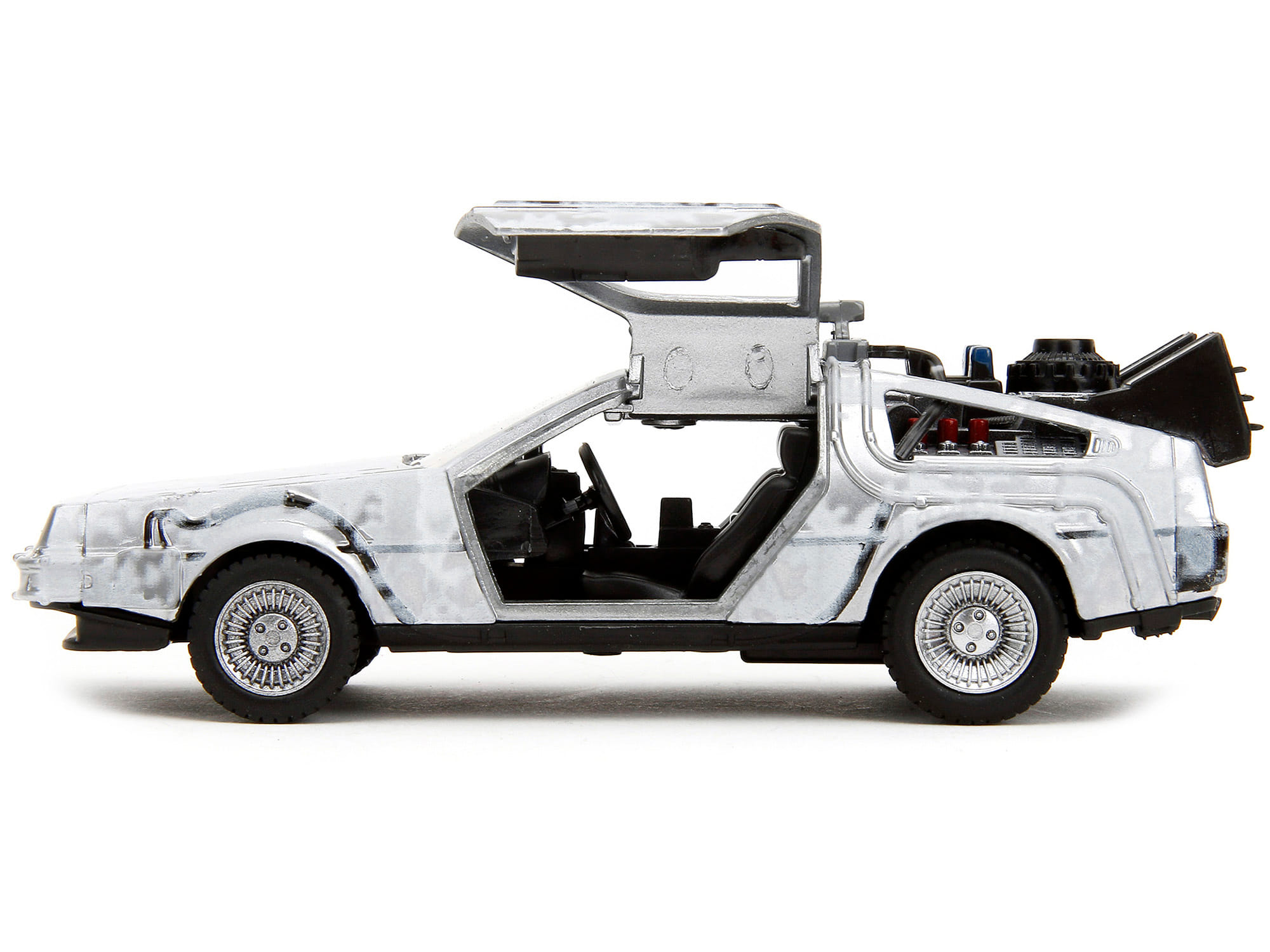 DMC DeLorean Time Machine Brushed Metal (Frost Version) "Back to the Future" (1985) Movie "Hollywood Rides" Series 1/32 Diecast Model Car by Jada - Image 2