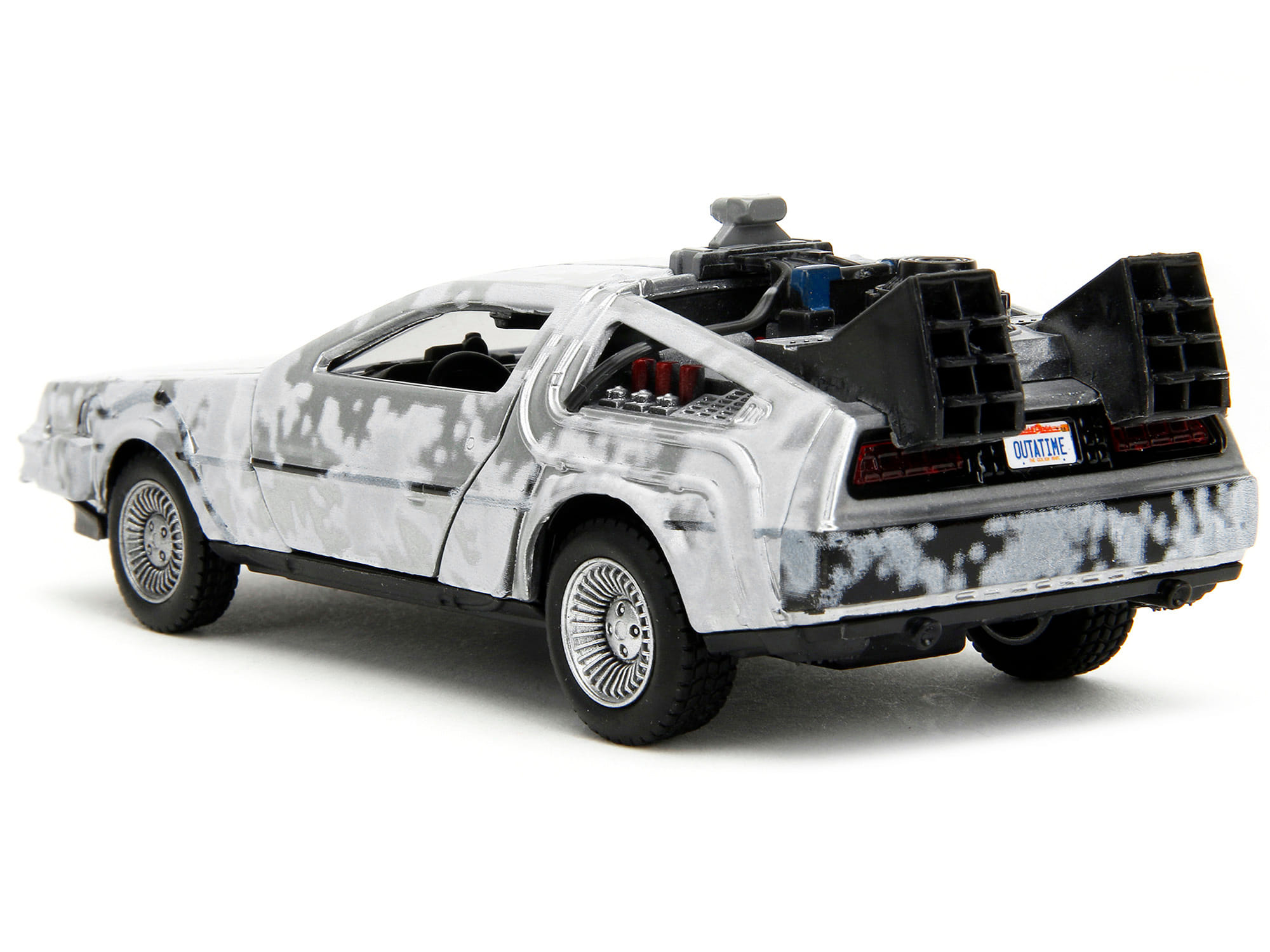 DMC DeLorean Time Machine Brushed Metal (Frost Version) "Back to the Future" (1985) Movie "Hollywood Rides" Series 1/32 Diecast Model Car by Jada - Image 3