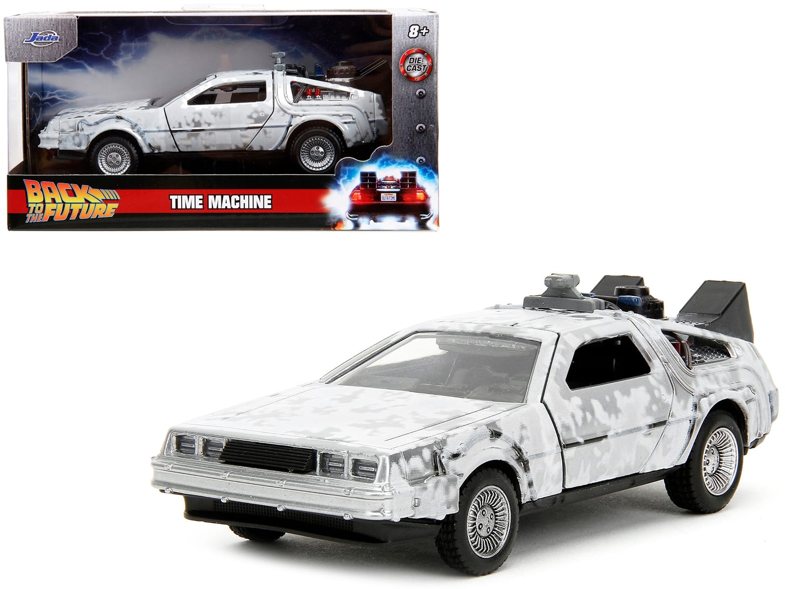 DMC DeLorean Time Machine Brushed Metal (Frost Version) "Back to the Future" (1985) Movie "Hollywood Rides" Series 1/32 Diecast Model Car by Jada - Image 5