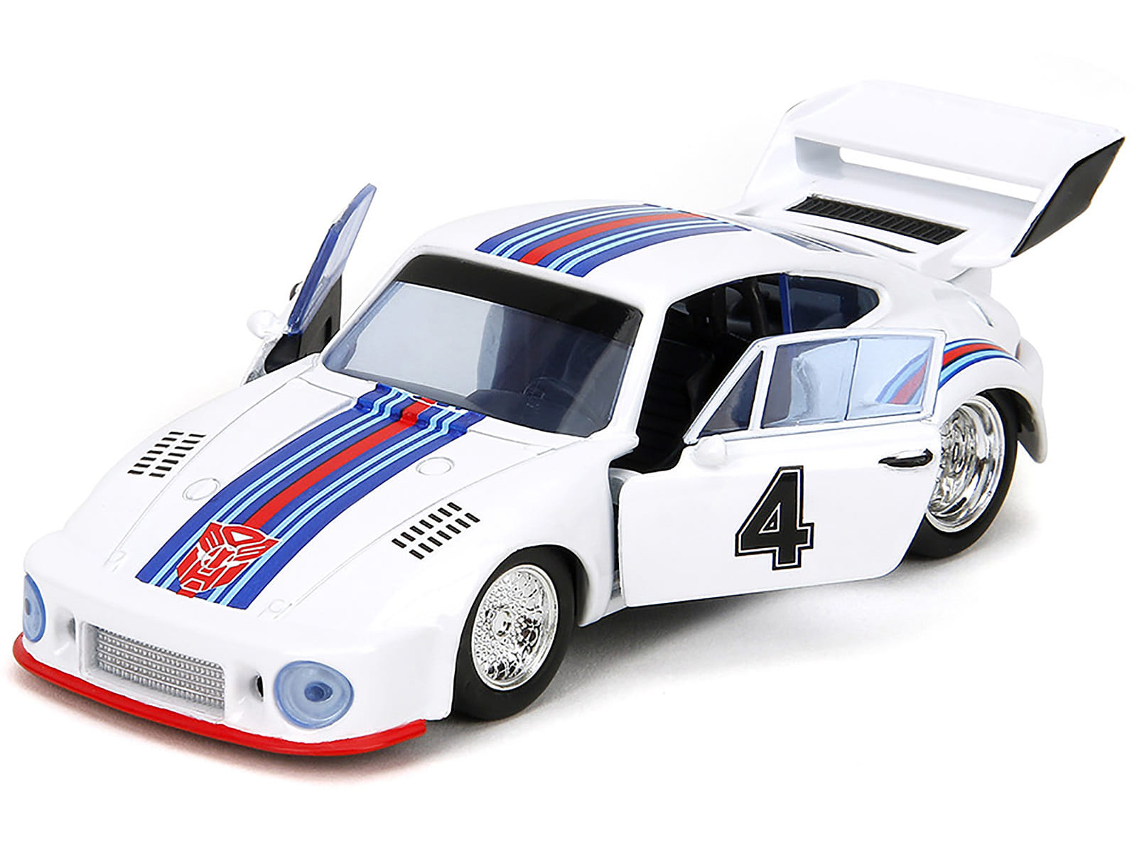 Porsche 935 Turbo #4 "Jazz" White with Blue and Red Stripes "Transformers" "Hollywood Rides" Series 1/32 Diecast Model Car by Jada - Image 5