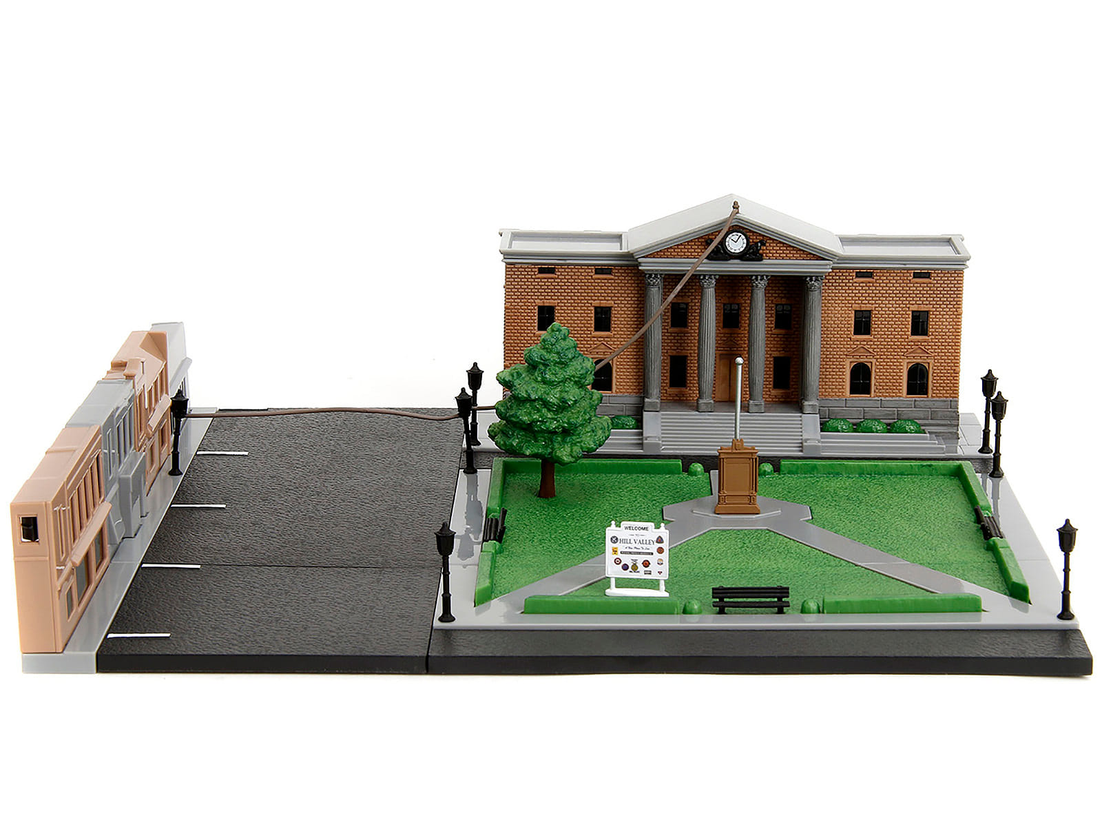 Hill Valley Courthouse Diorama with Black Pickup Truck and Delorean "Back to the Future" (1985) Movie "Nano Scene" Series Model by Jada - Image 2
