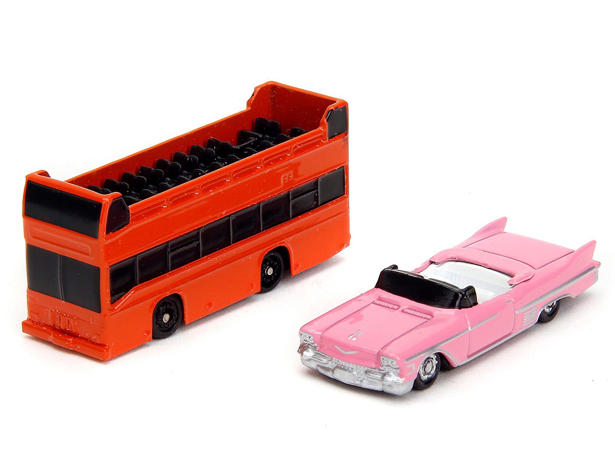 “Hollywood 100” Walk of Fame Diorama with Pink Convertible and Double-Decker Bus “Nano Scene” Series model by Jada