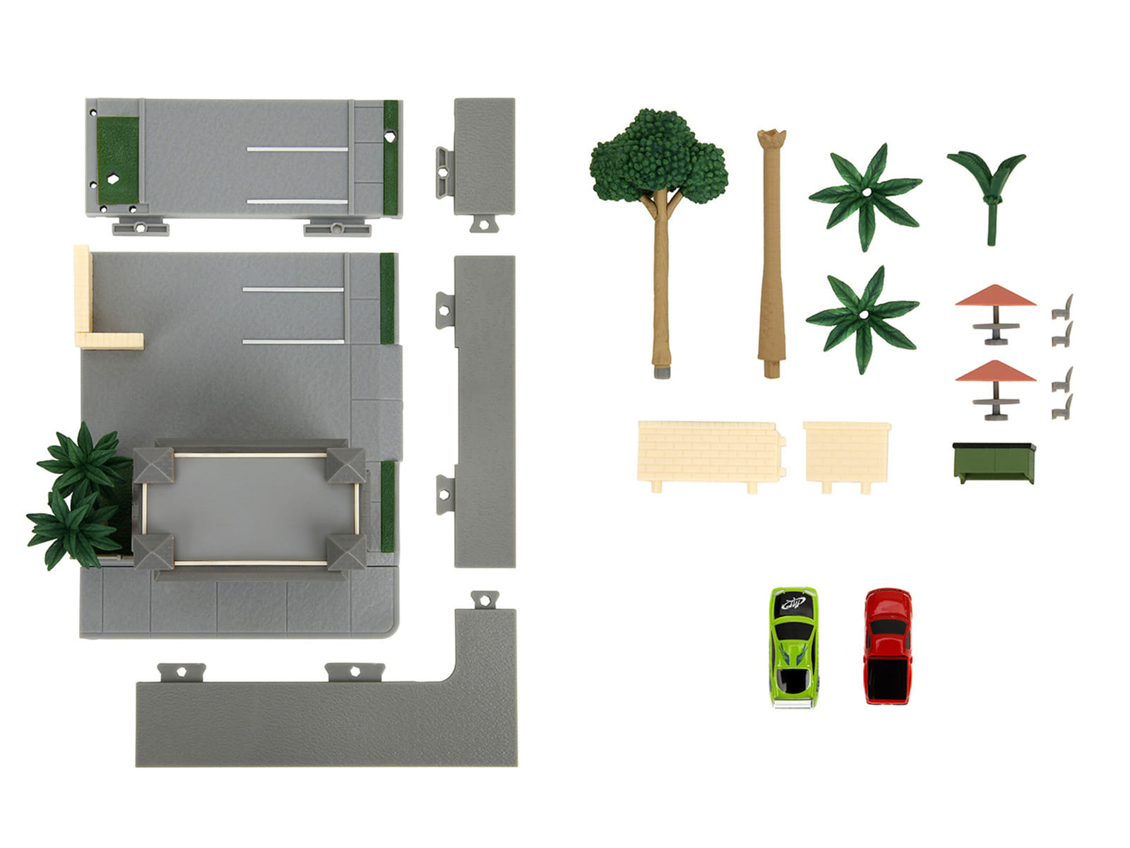 Toretto Cafe Diorama with Mitsubishi Eclipse Green and Ford F-150 SVT Lightning Red "Fast and Furious" "Nano Scene" Series Model by Jada - Image 2
