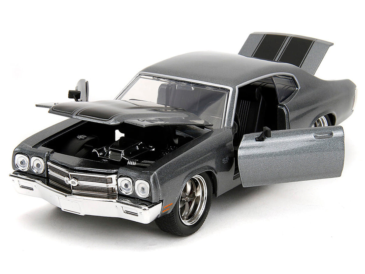 1970 Chevrolet Chevelle SS Gray Metallic with Black Stripes "Fast & Furious" (2009) Movie "Fast & Furious 25th Anniversary" Series 1/24 Diecast Model Car by Jada - Image 2