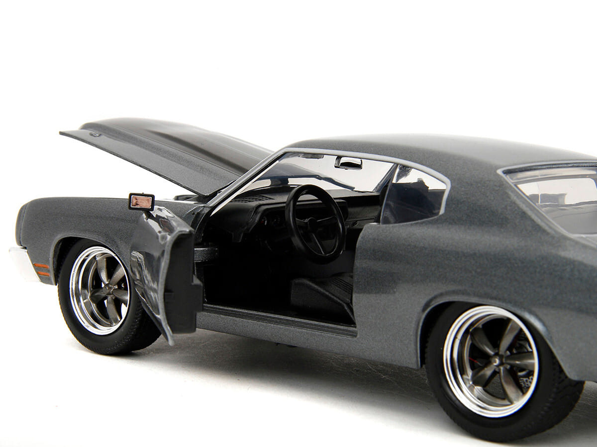 1970 Chevrolet Chevelle SS Gray Metallic with Black Stripes "Fast & Furious" (2009) Movie "Fast & Furious 25th Anniversary" Series 1/24 Diecast Model Car by Jada - Image 3