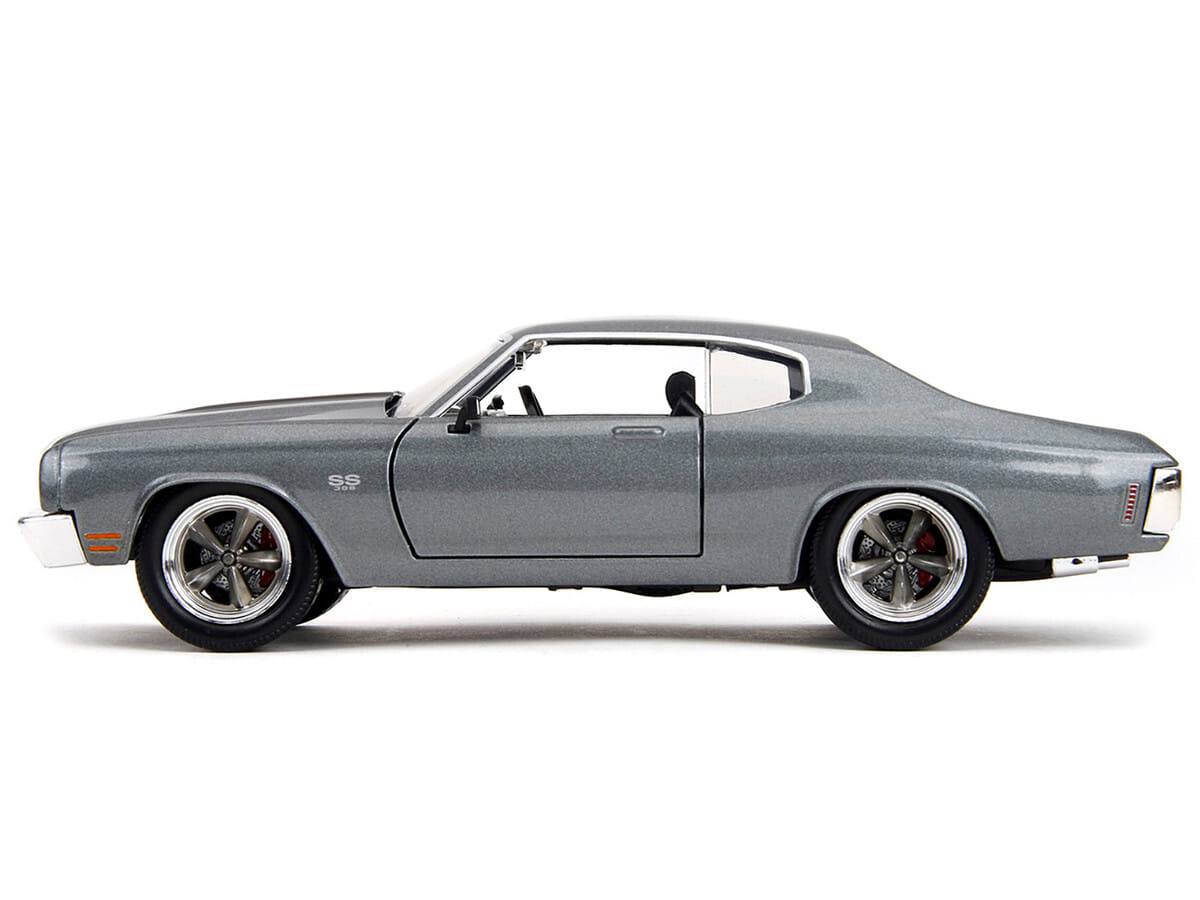 1970 Chevrolet Chevelle SS Gray Metallic with Black Stripes "Fast & Furious" (2009) Movie "Fast & Furious 25th Anniversary" Series 1/24 Diecast Model Car by Jada - Image 4