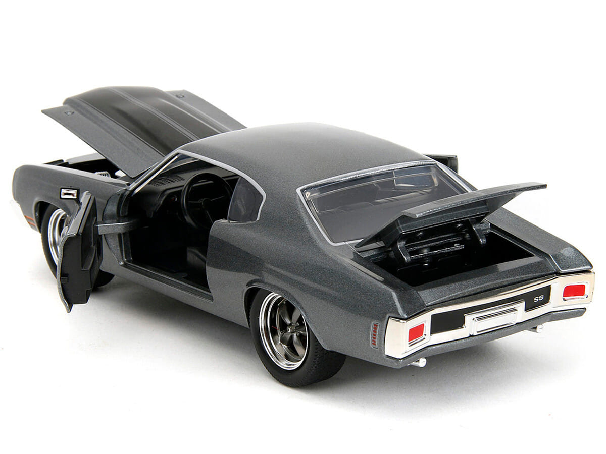 1970 Chevrolet Chevelle SS Gray Metallic with Black Stripes "Fast & Furious" (2009) Movie "Fast & Furious 25th Anniversary" Series 1/24 Diecast Model Car by Jada - Image 5