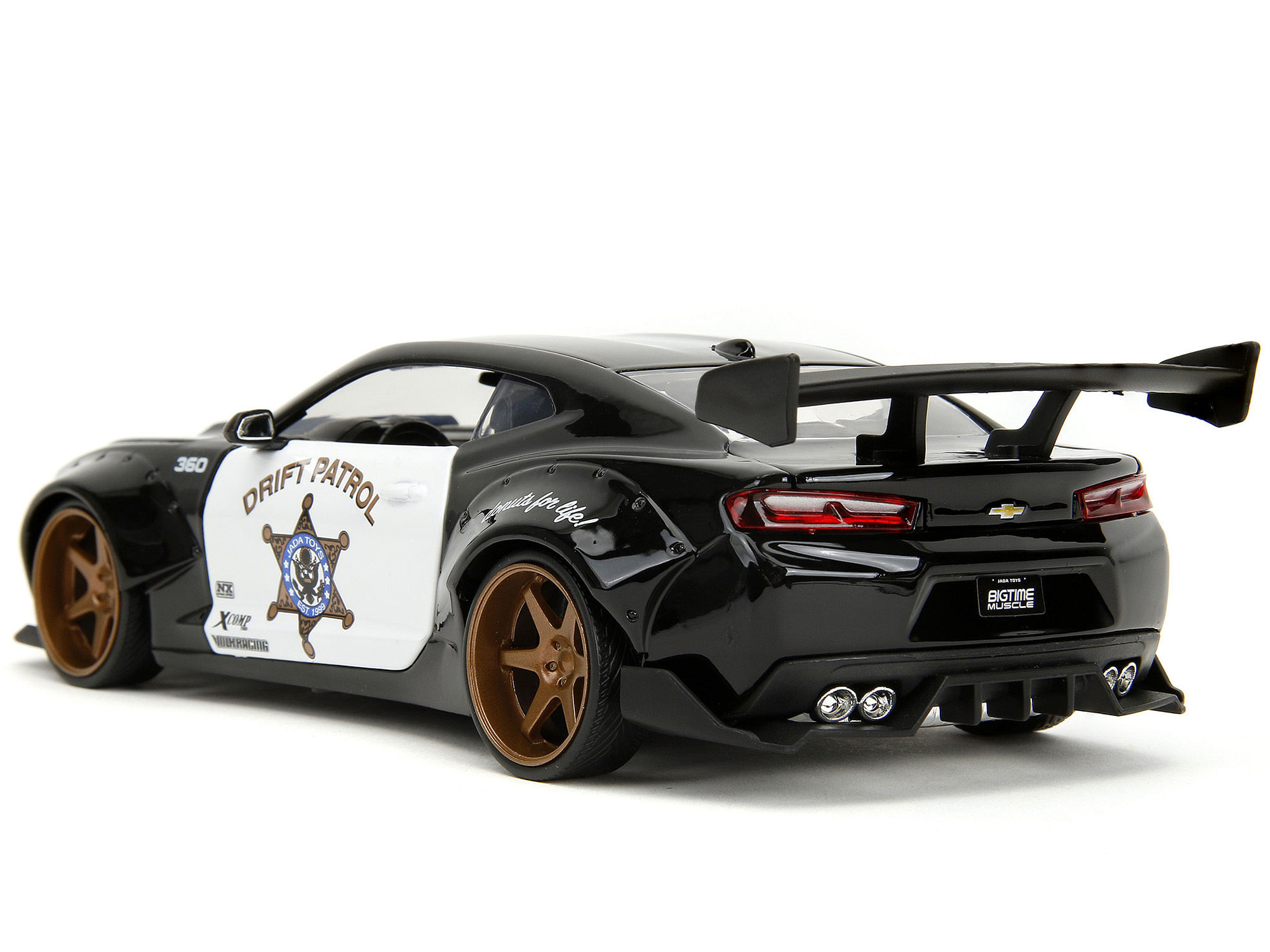 2016 Chevrolet Camaro Widebody Black and White “Drift Patrol” “Wide Body” Series 1/24 Diecast Model Car by Jada