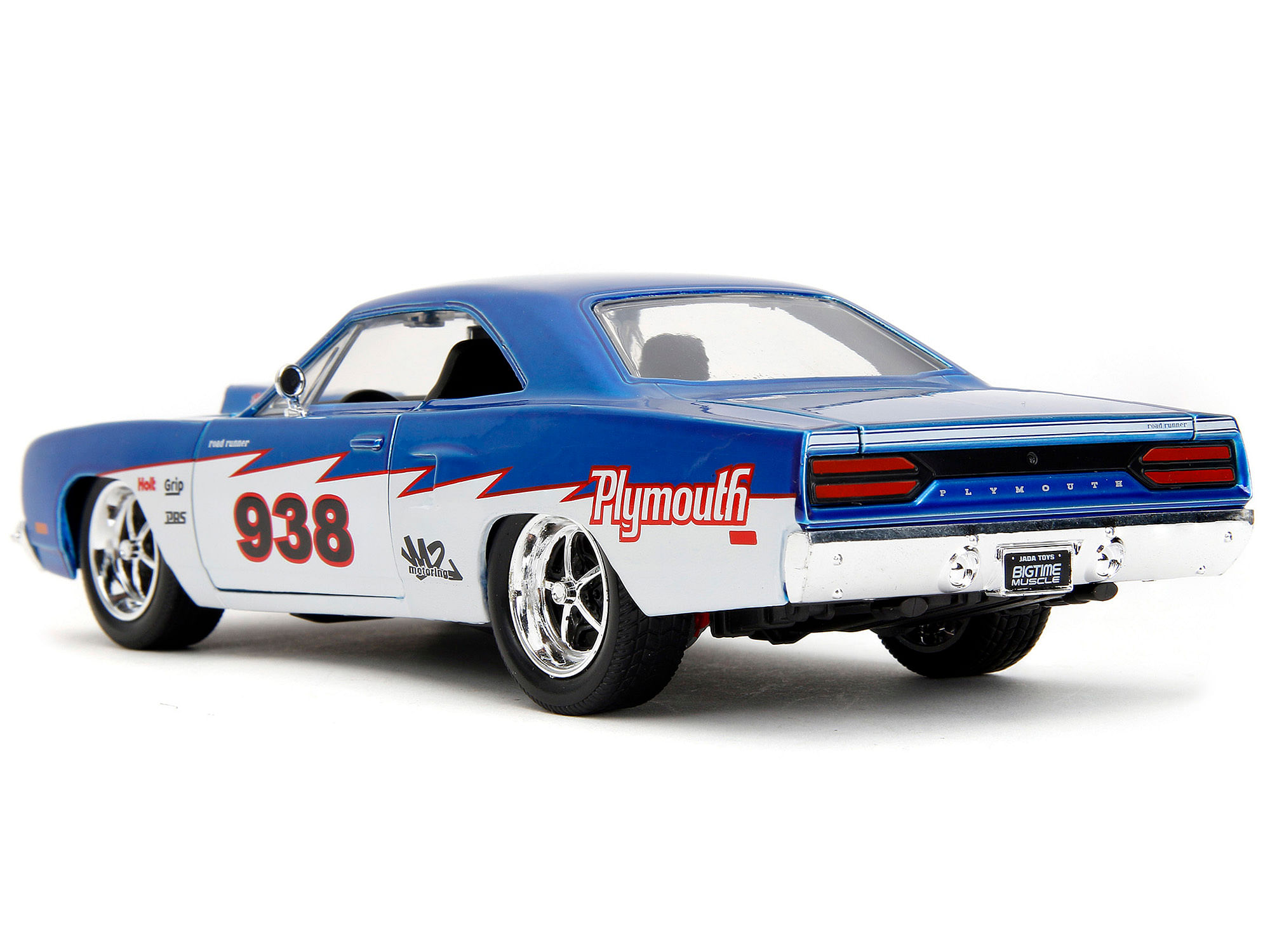 1970 Plymouth Road Runner #938 Candy Blue and White “Bigtime Muscle” Series 1/24 Diecast Model Car by Jada