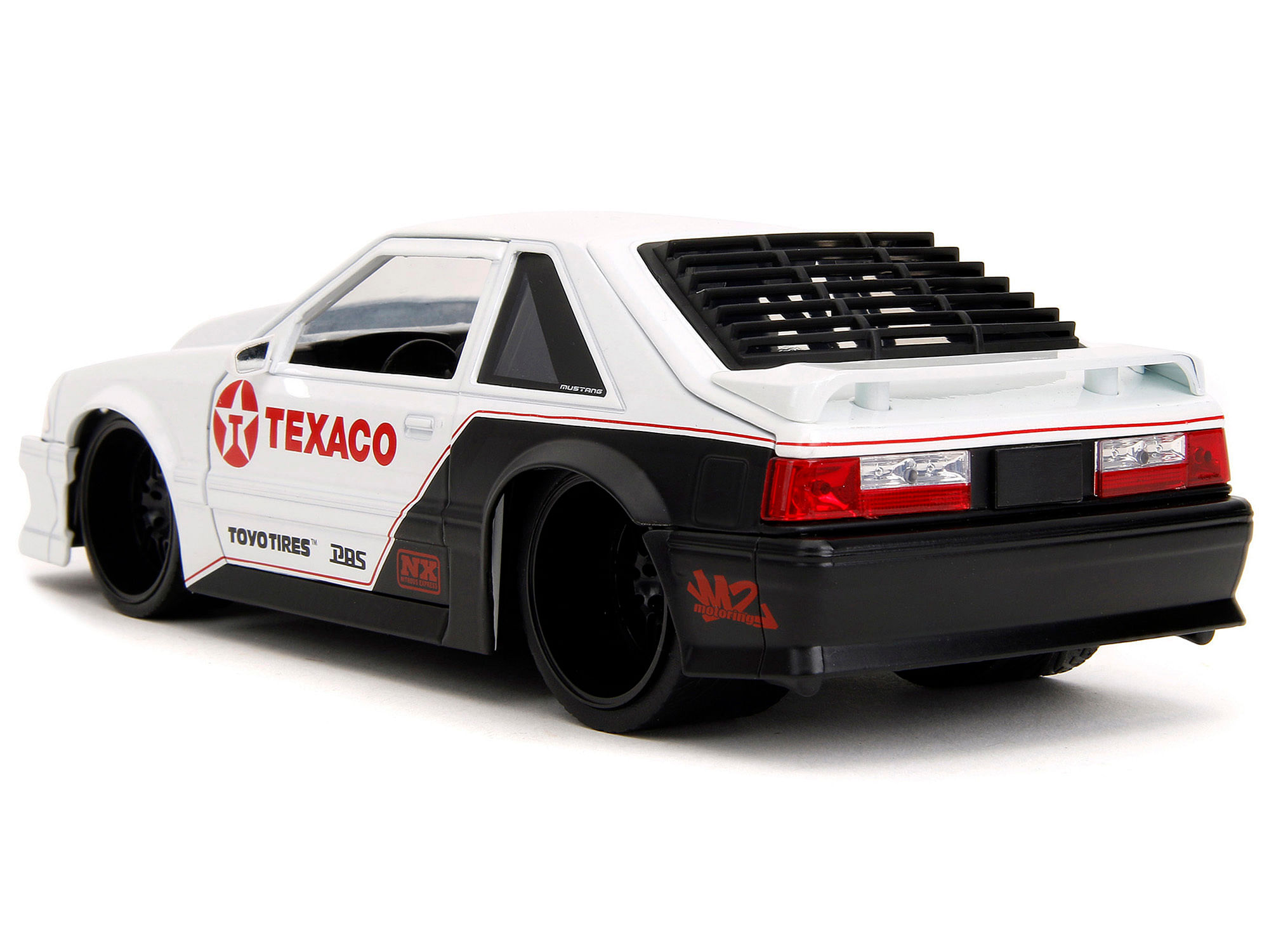 1989 Ford Mustang GT “Texaco” White and Matt Black with Graphics “Bigtime Muscle” Series 1/24 Diecast Model Car by Jada