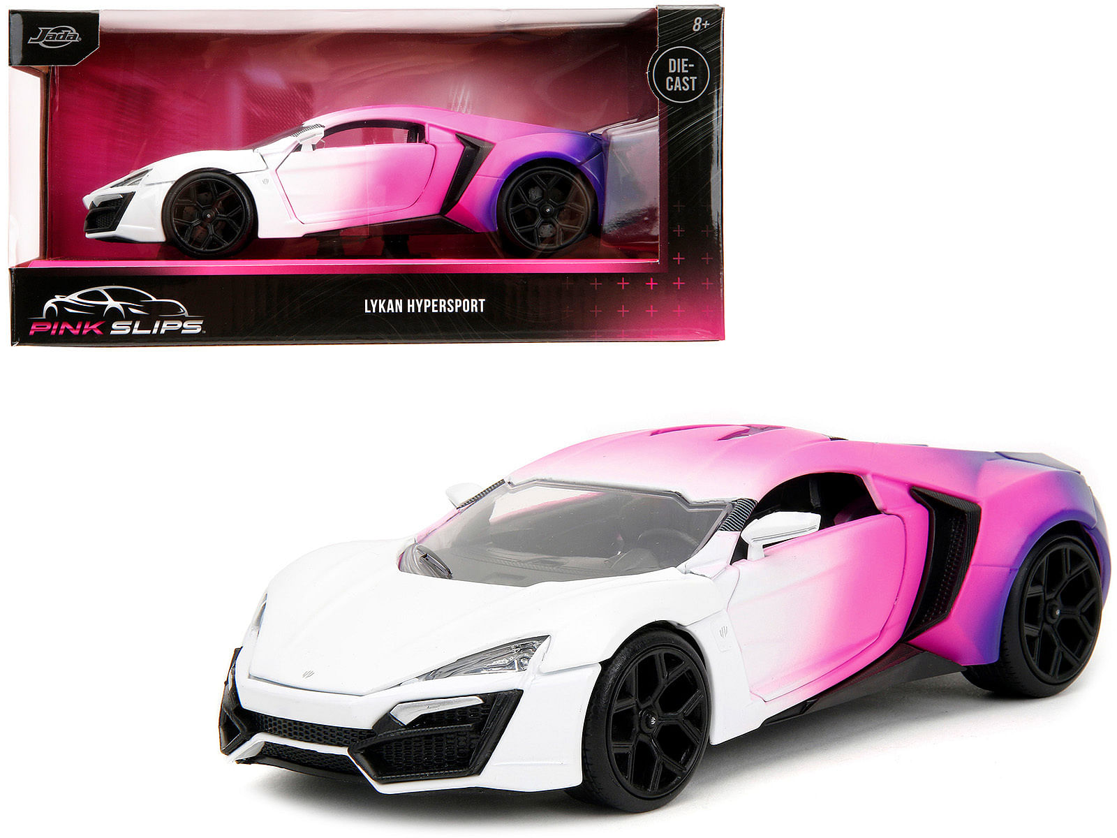 Lykan Hypersport White Pink and Purple Gradient “Pink Slips” Series 1/24 Diecast Model Car by Jada