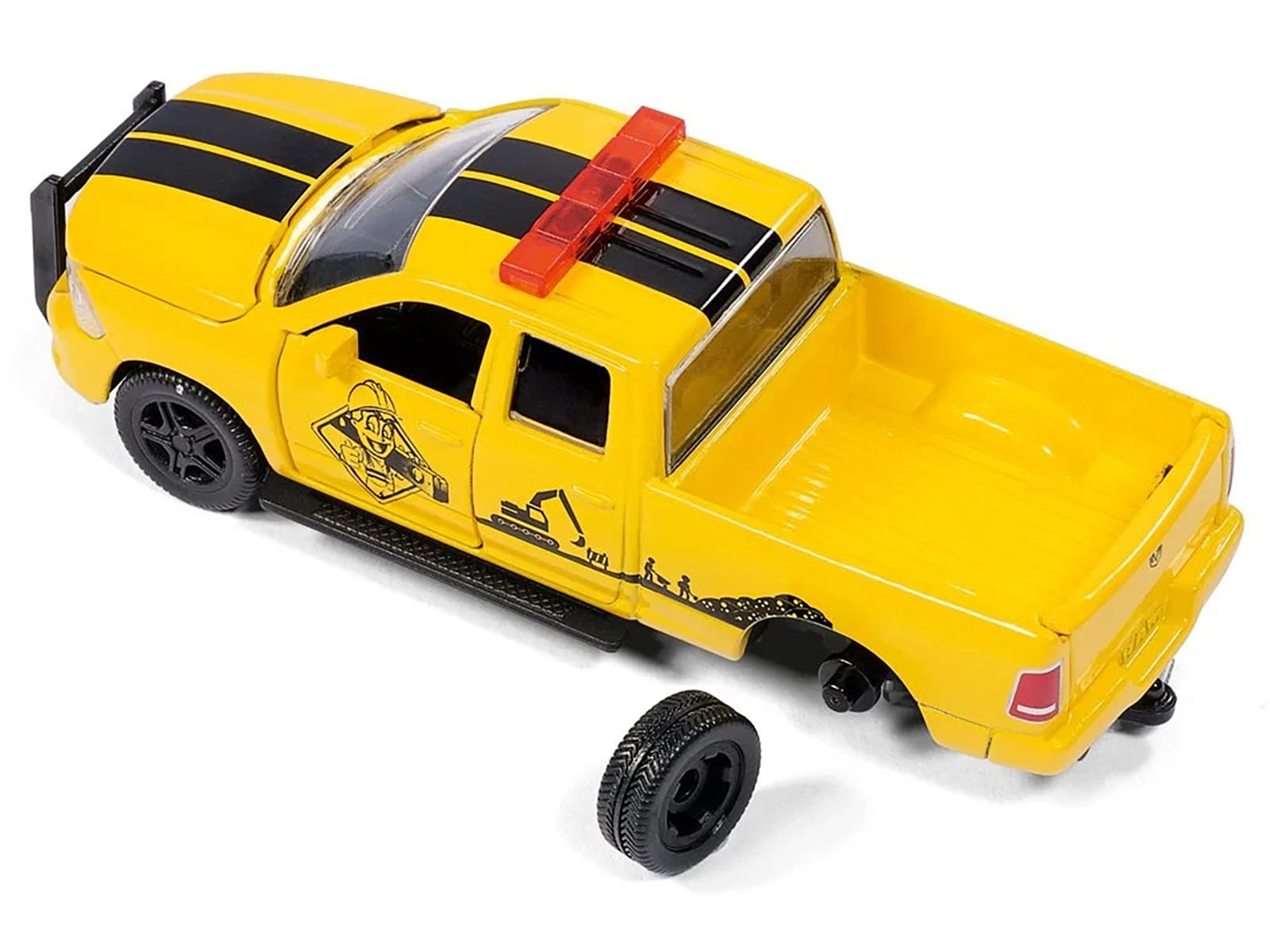 Ram 1500 Pickup Truck Yellow with Compressor Trailer and Worker Figure with Accessories Set 1/50 Diecast Models by Siku - Image 4
