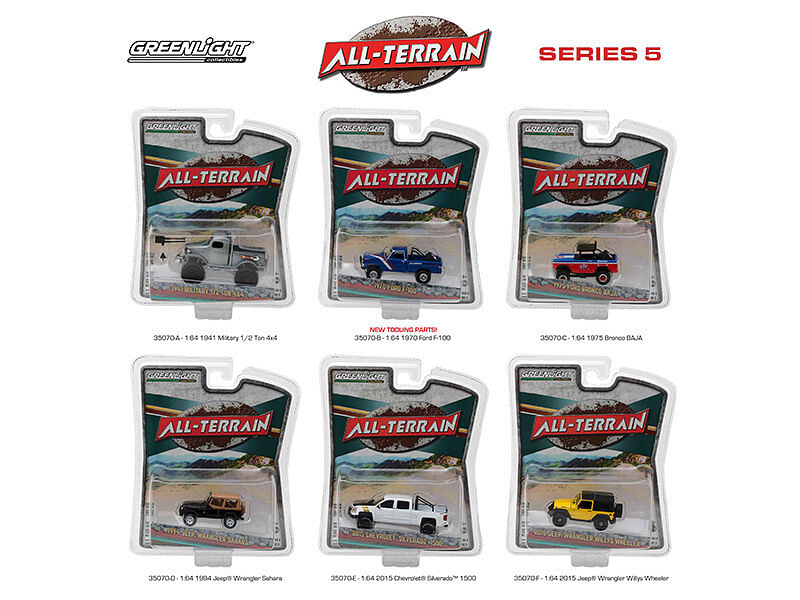 All Terrain Series 5, 6pc Diecast Car Set 1/64 Diecast Model Cars by Greenlight