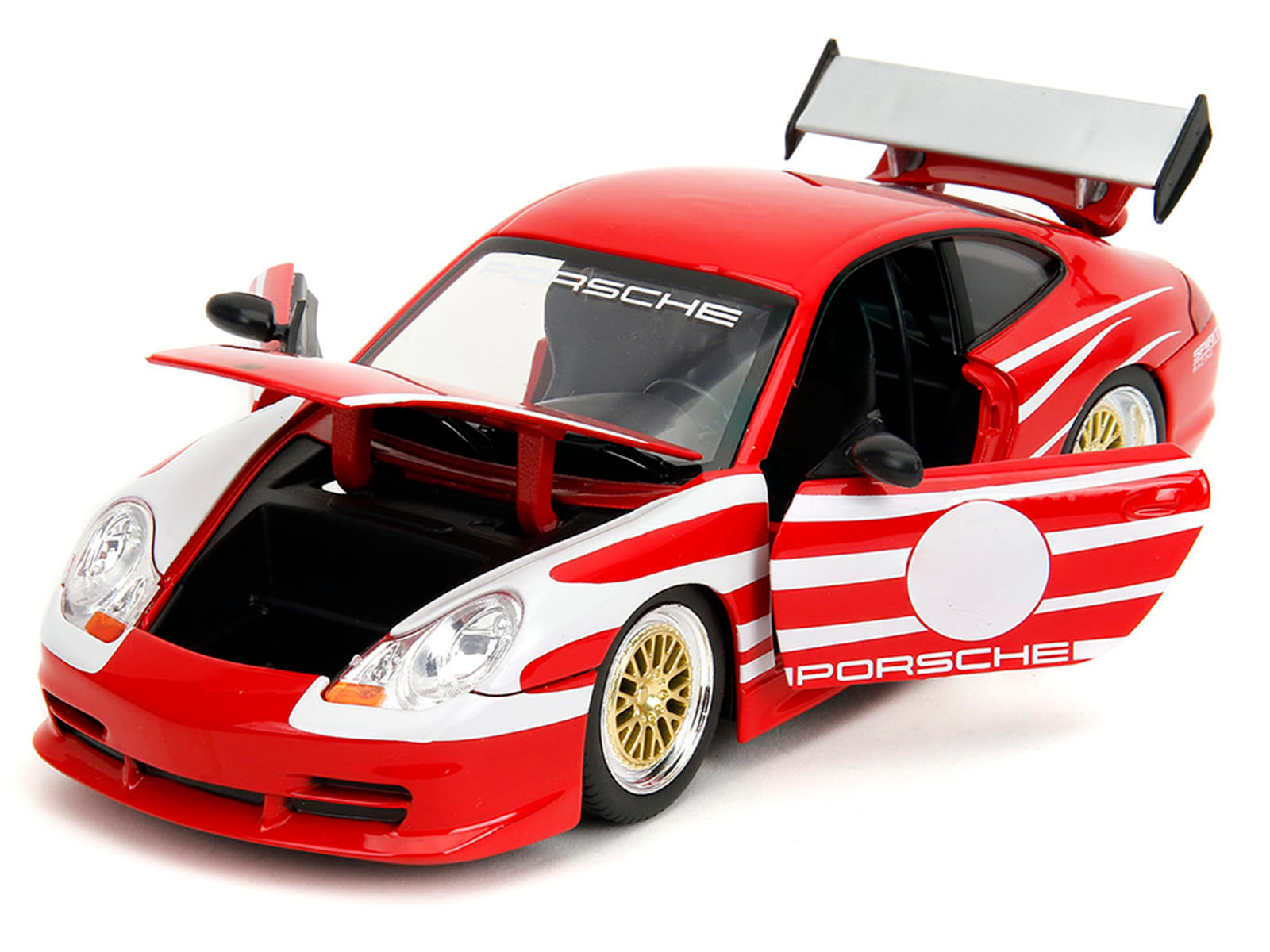 Porsche 911 GT3 (996) Red with White Graphics "Hyper-Spec" Series 1/24 Diecast Model Car by Jada - Image 2