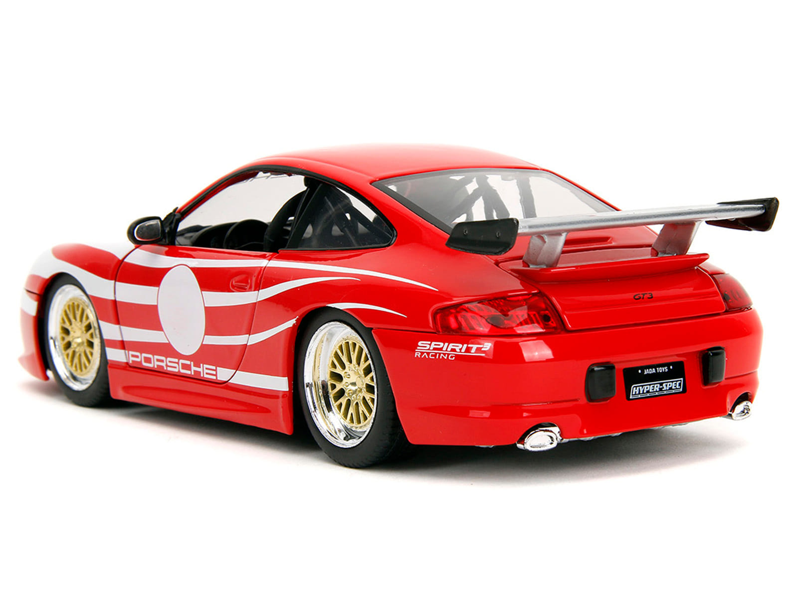Porsche 911 GT3 (996) Red with White Graphics "Hyper-Spec" Series 1/24 Diecast Model Car by Jada - Image 5