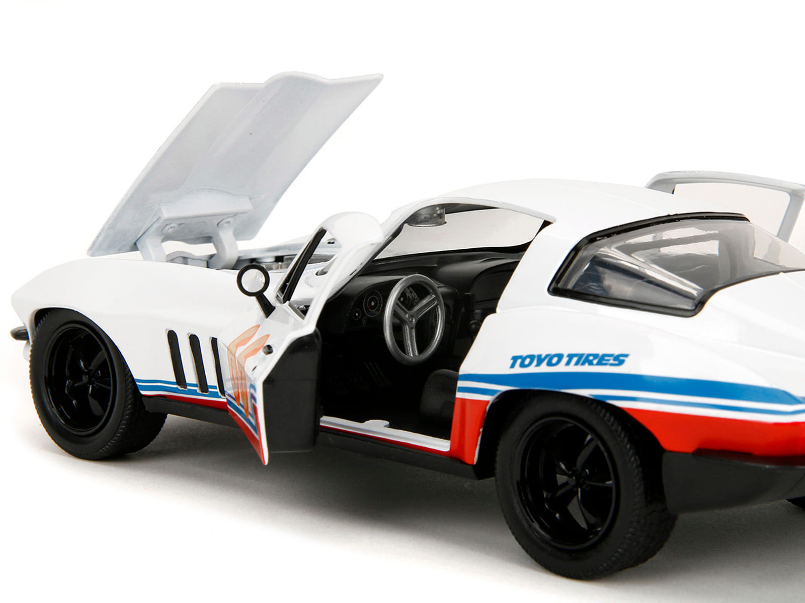 1966 Chevrolet Corvette #66 "Racing Spirit" White with Graphics "Bigtime Muscle" Series 1/24 Diecast Model Car by Jada - Image 3