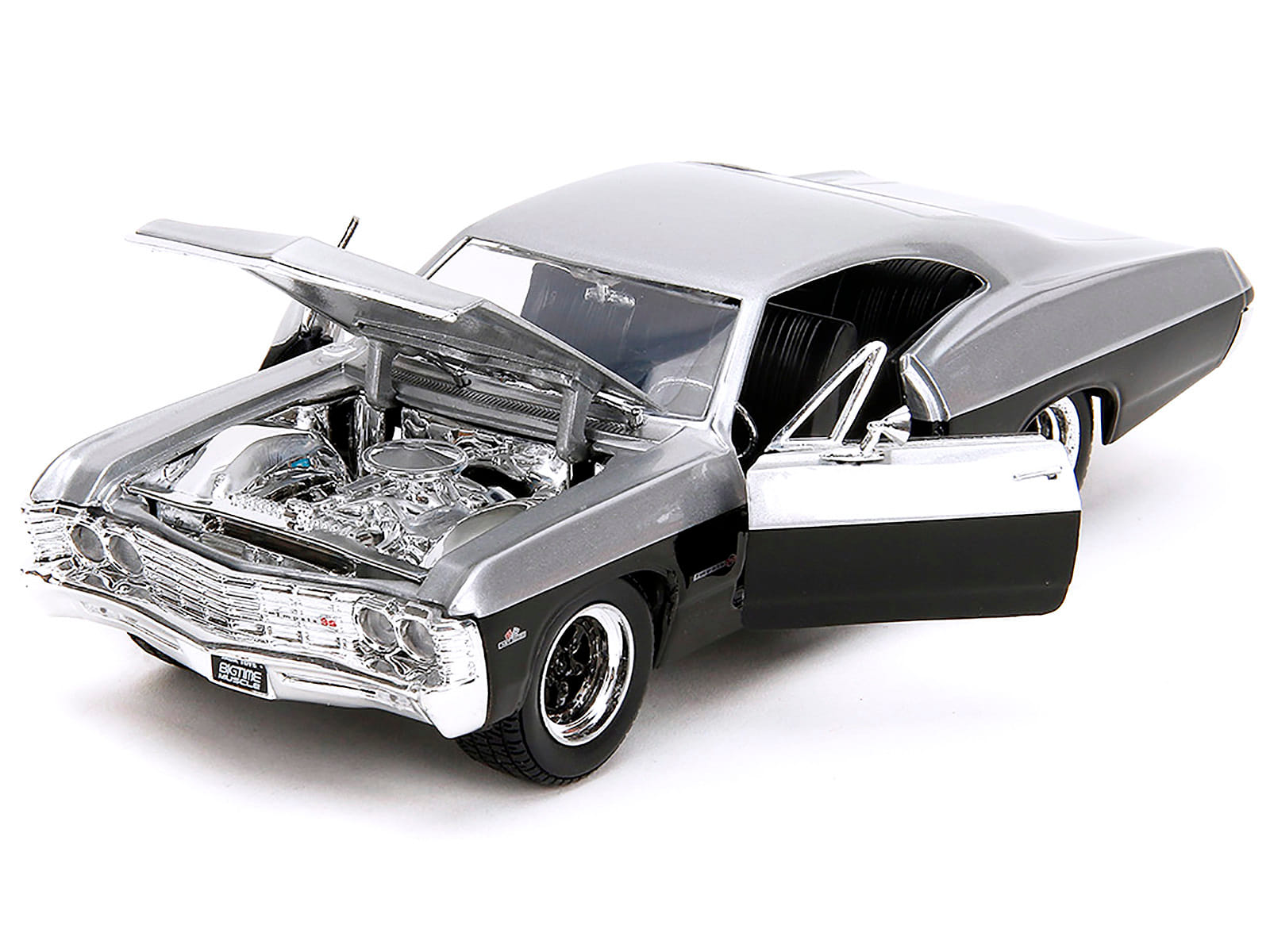 1967 Chevrolet Impala SS Silver Metallic and Black "Bigtime Muscle" Series 1/24 Diecast Model Car by Jada - Image 5