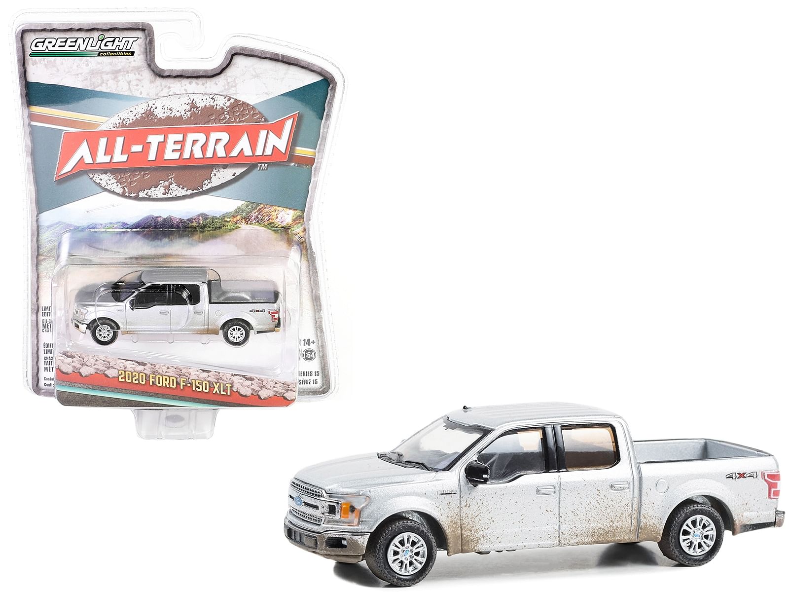 2020 Ford F-150 XLT 4×4 Pickup Truck Iconic Silver Metallic (Dirty Version) “All Terrain” Series 15 1/64 Diecast Model Car by Greenlight