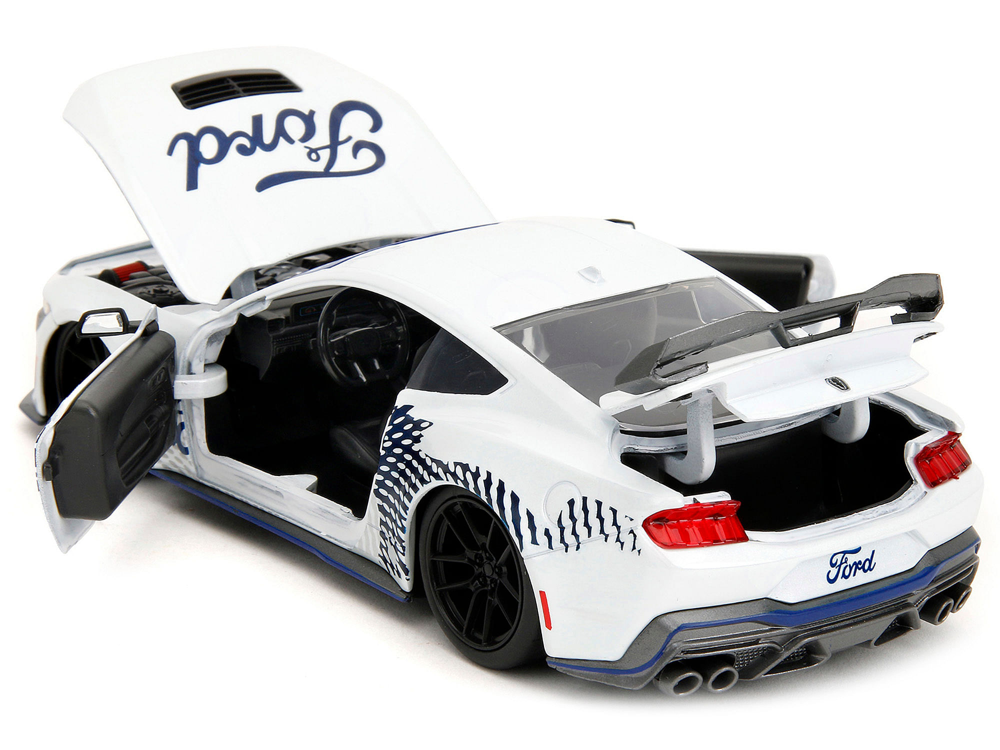 2024 Ford Mustang Dark House White with “Mustang Horse Graphics” “Bigtime Muscle” Series 1/24 Diecast Model Car by Jada