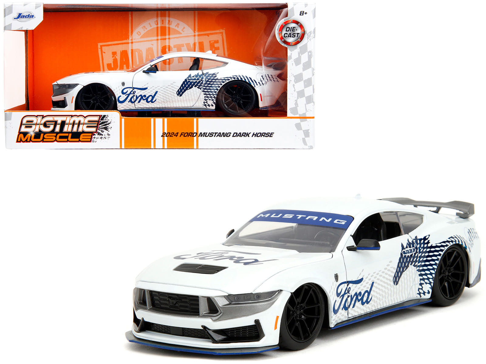 2024 Ford Mustang Dark Horse White with "Mustang Horse Graphics" "Bigtime Muscle" Series 1/24 Diecast Model Car by Jada - Image 5