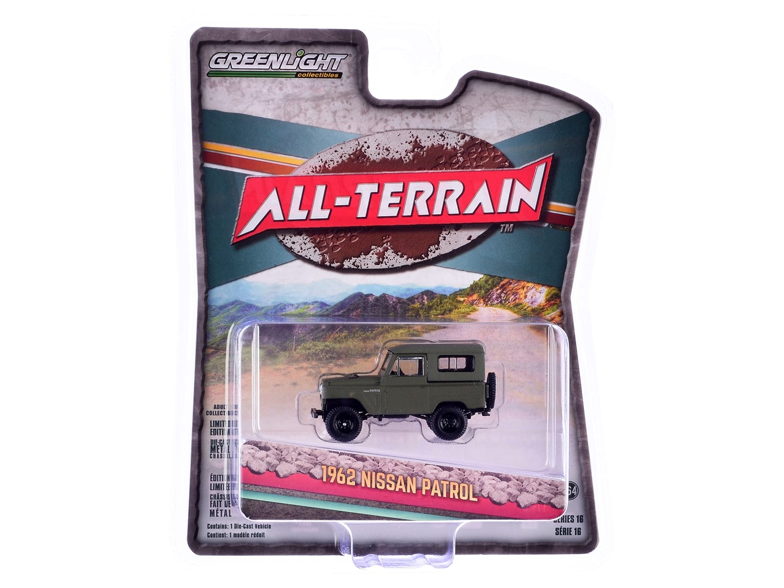 1962 Nissan Patrol Matt Olive Green "All Terrain" Series 16 1/64 Diecast Model Car by Greenlight - Image 2