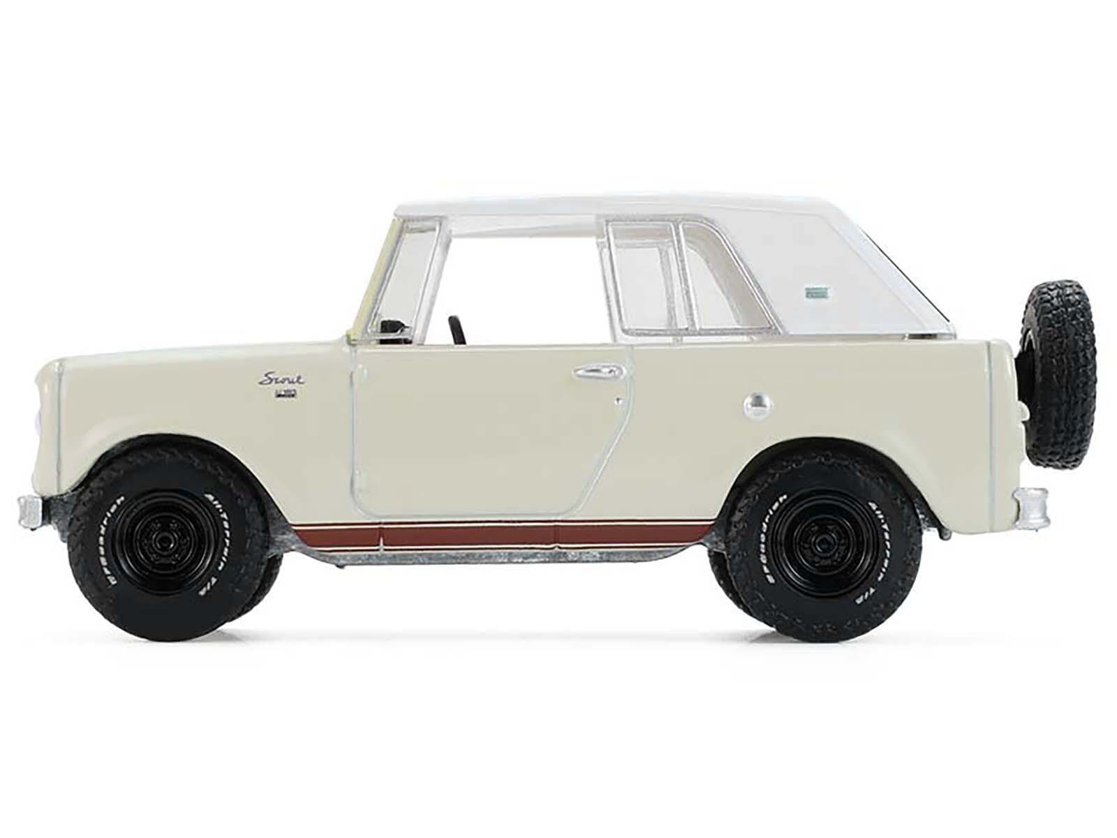 1967 International Scout 800 Sportop Cream with Brown Stripes and White Top "All Terrain" Series 17 1/64 Diecast Model Car by Greenlight - Image 3