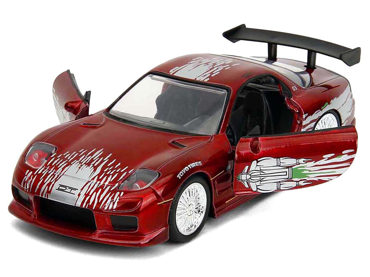 Dom's Mazda RX-7 Candy Red with Graphics "The Fast and the Furious" (2001) Movie "25 Years of Fast & Furious" Series 1/32 Diecast Model Car by Jada - Image 2