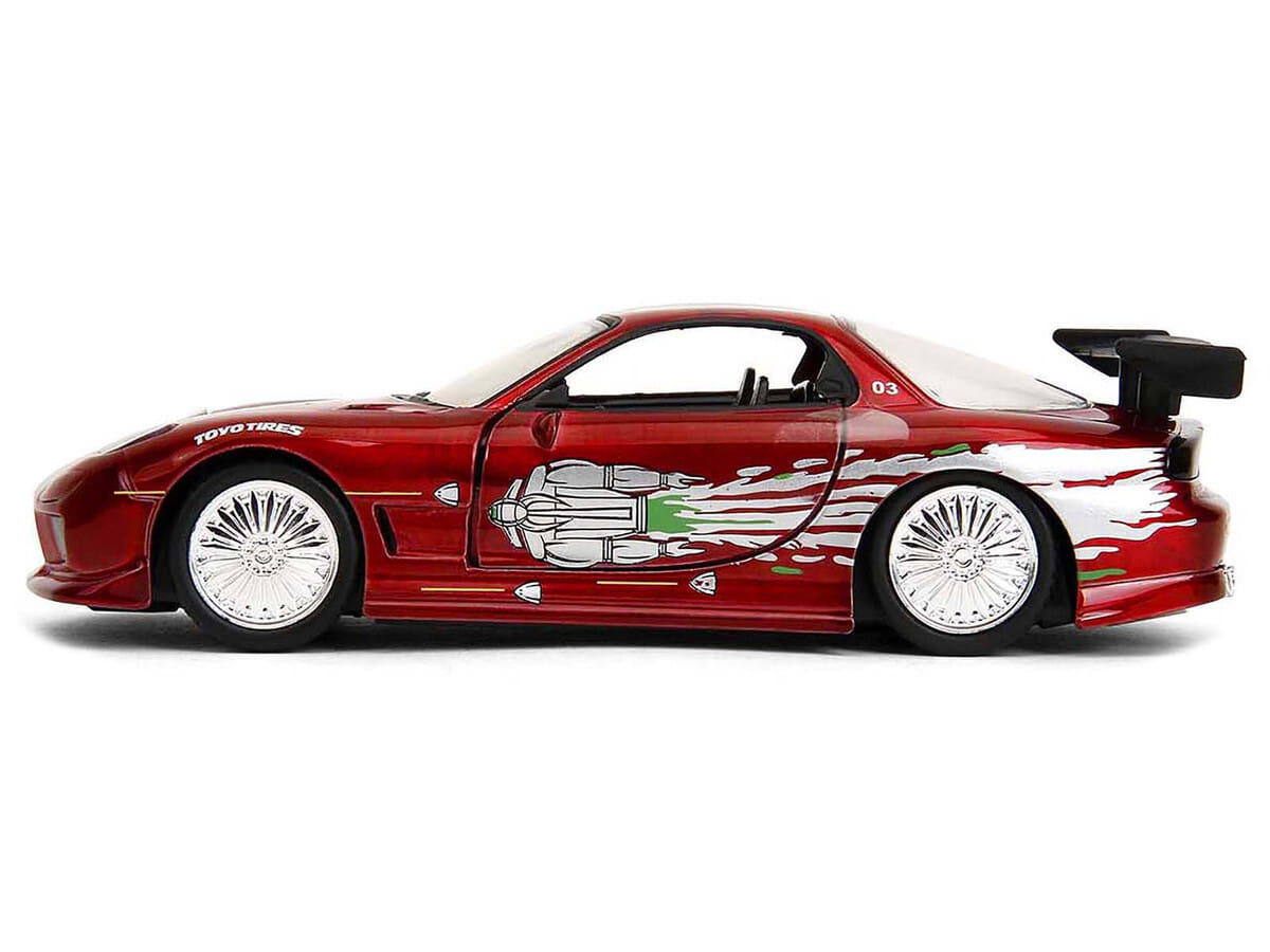 Dom's Mazda RX-7 Candy Red with Graphics "The Fast and the Furious" (2001) Movie "25 Years of Fast & Furious" Series 1/32 Diecast Model Car by Jada - Image 3