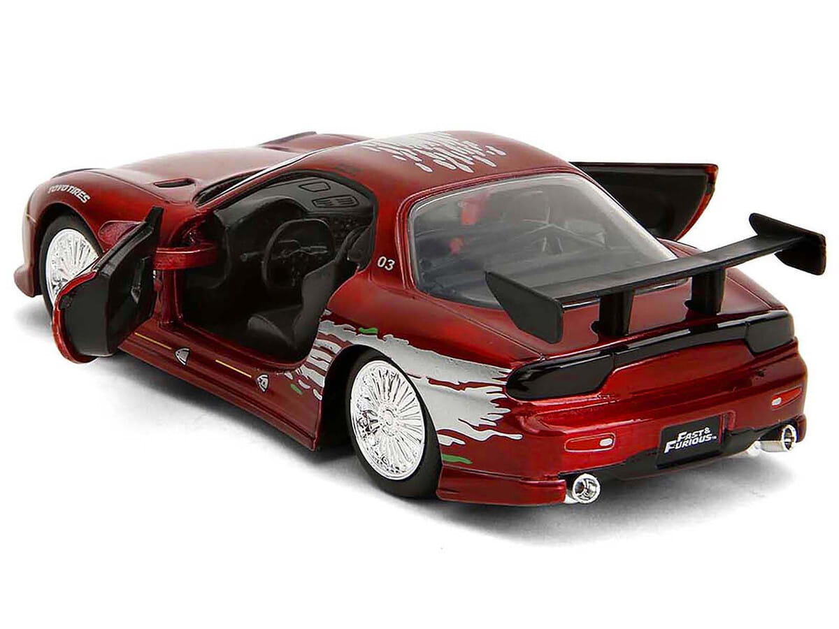 Dom's Mazda RX-7 Candy Red with Graphics "The Fast and the Furious" (2001) Movie "25 Years of Fast & Furious" Series 1/32 Diecast Model Car by Jada - Image 4