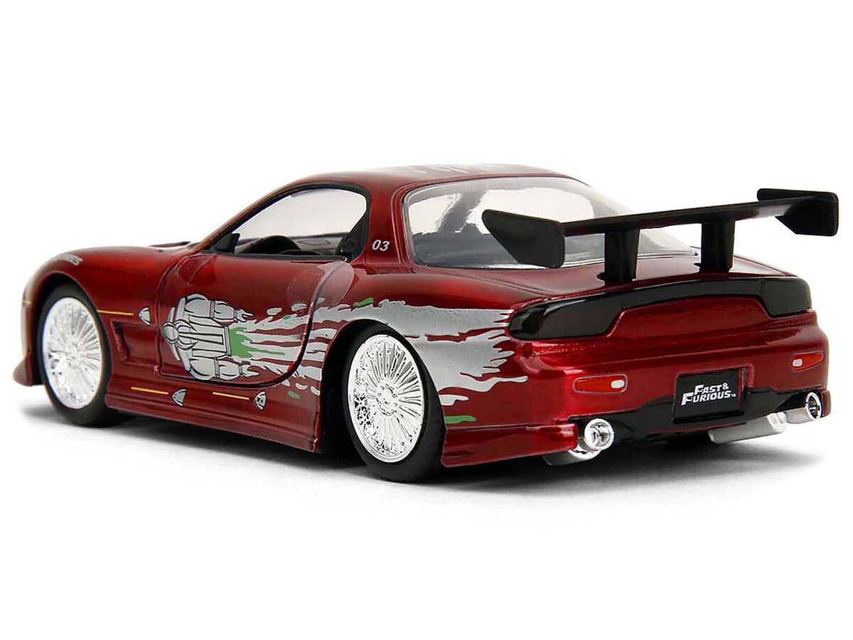 Dom's Mazda RX-7 Candy Red with Graphics "The Fast and the Furious" (2001) Movie "25 Years of Fast & Furious" Series 1/32 Diecast Model Car by Jada - Image 5