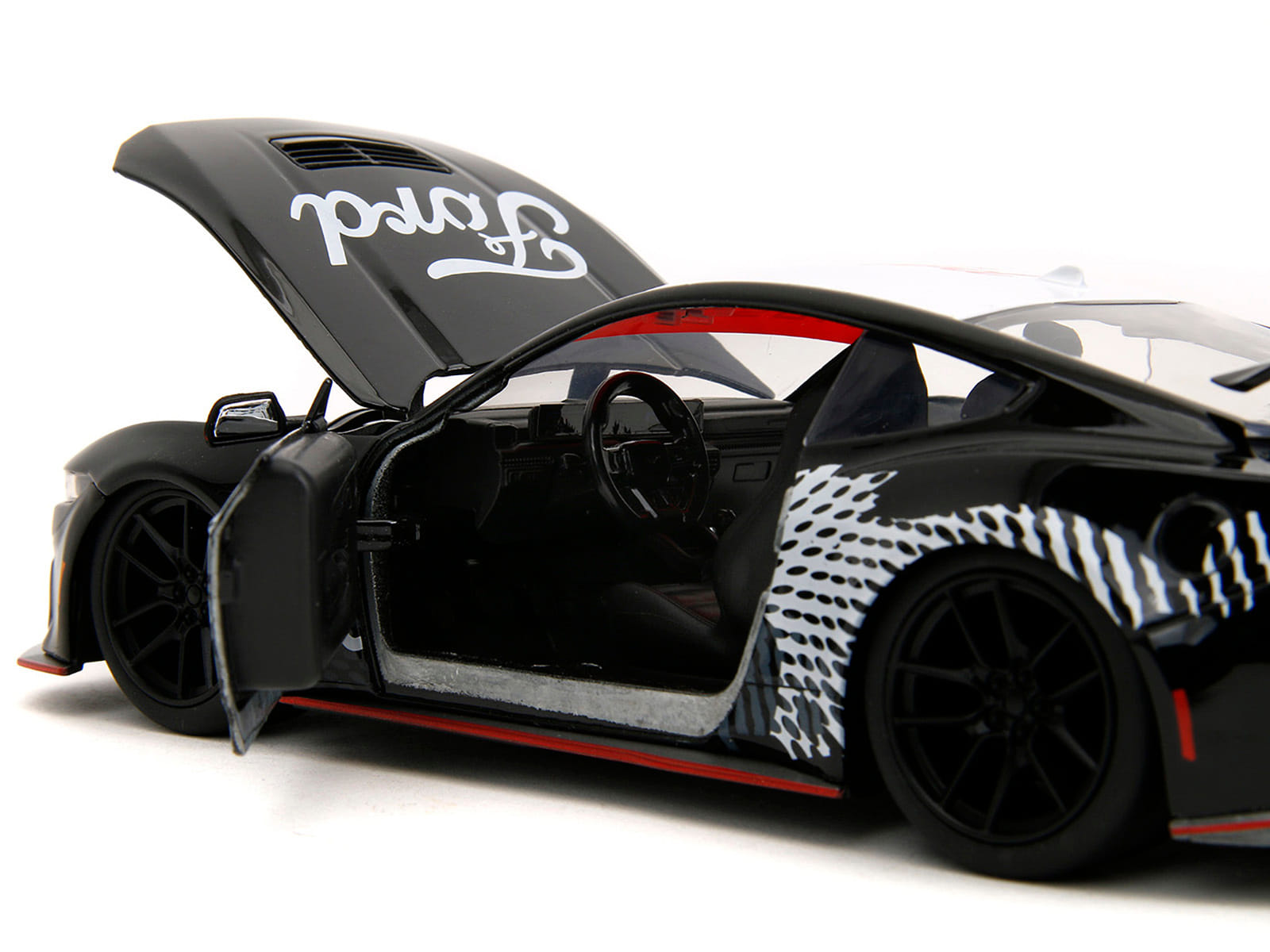 2024 Ford Mustang Dark Horse Black with White Top and "Mustang Horse Graphics" "Bigtime Muscle" Series 1/24 Diecast Model Car by Jada - Image 2