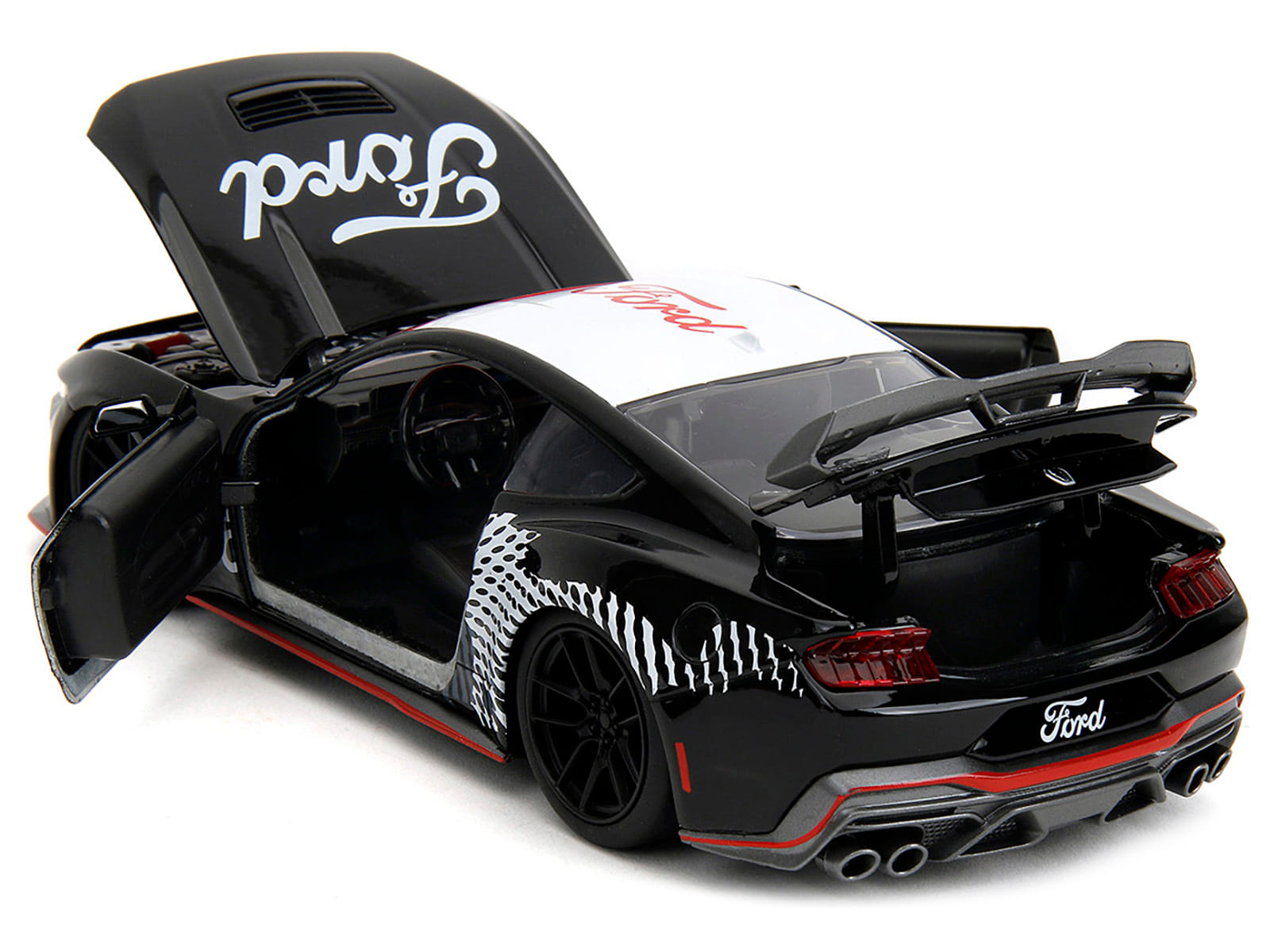 2024 Ford Mustang Dark Horse Black with White Top and "Mustang Horse Graphics" "Bigtime Muscle" Series 1/24 Diecast Model Car by Jada - Image 5