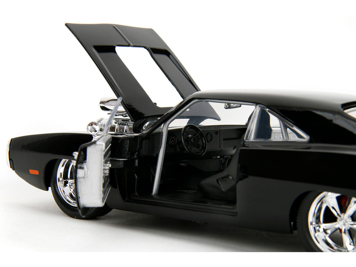 1970 Dodge Charger Black with Race Interior "The Fast and the Furious" (2001) Movie "25 Years of Fast & Furious" Series 1/24 Diecast Model Car by Jada - Image 3