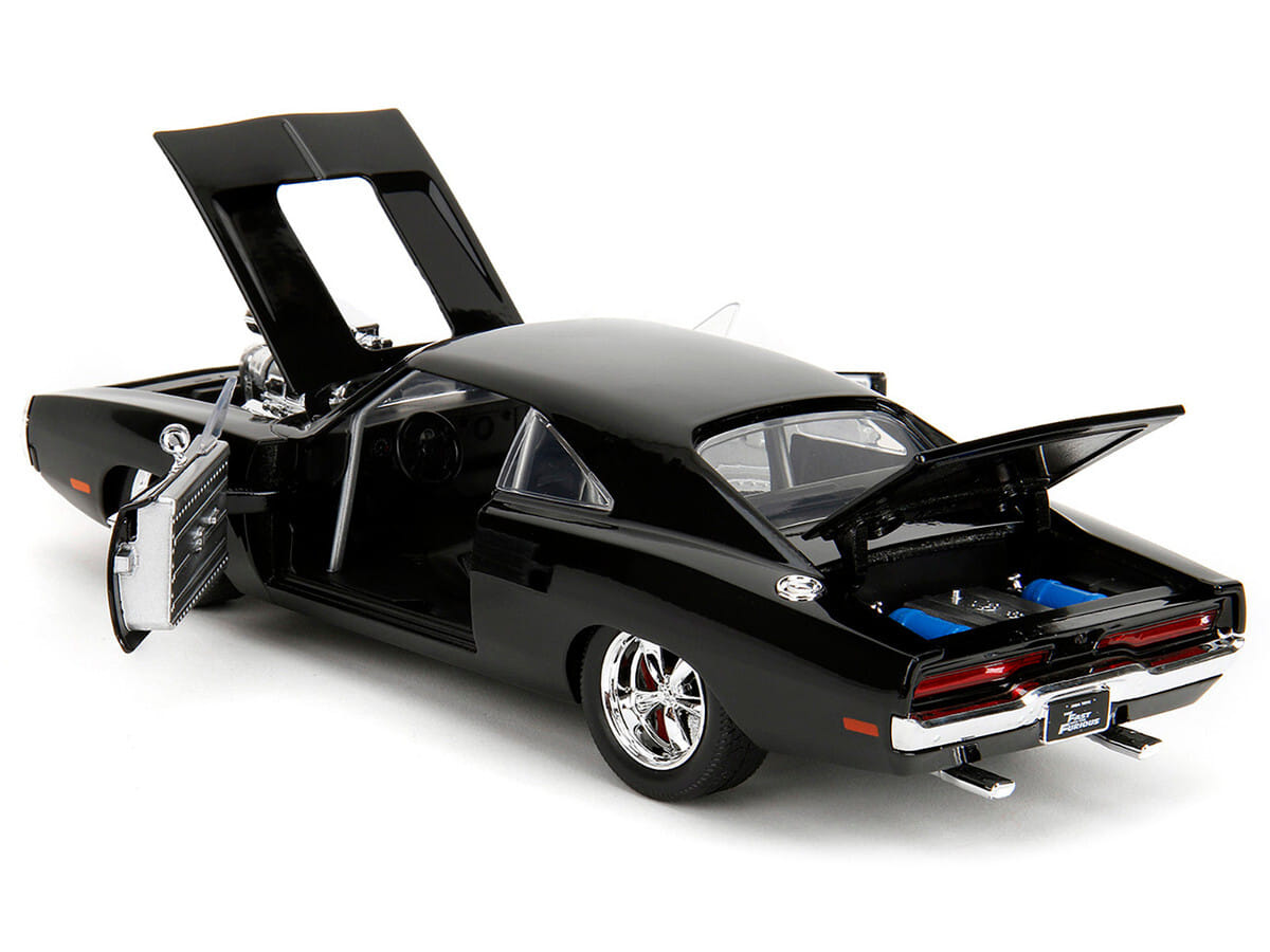 1970 Dodge Charger Black with Race Interior "The Fast and the Furious" (2001) Movie "25 Years of Fast & Furious" Series 1/24 Diecast Model Car by Jada - Image 5